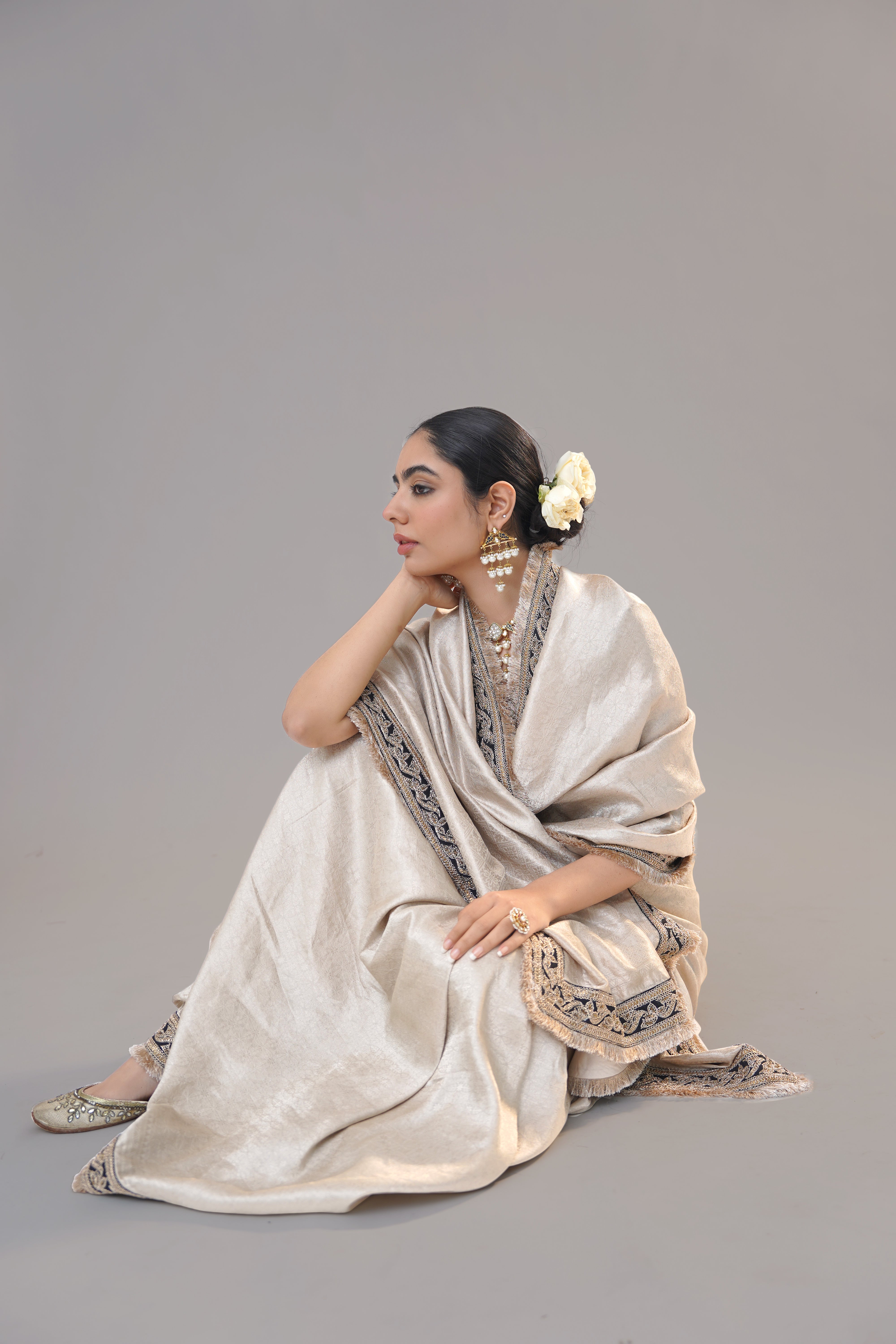 Banarsi Beige Saree Blouse
