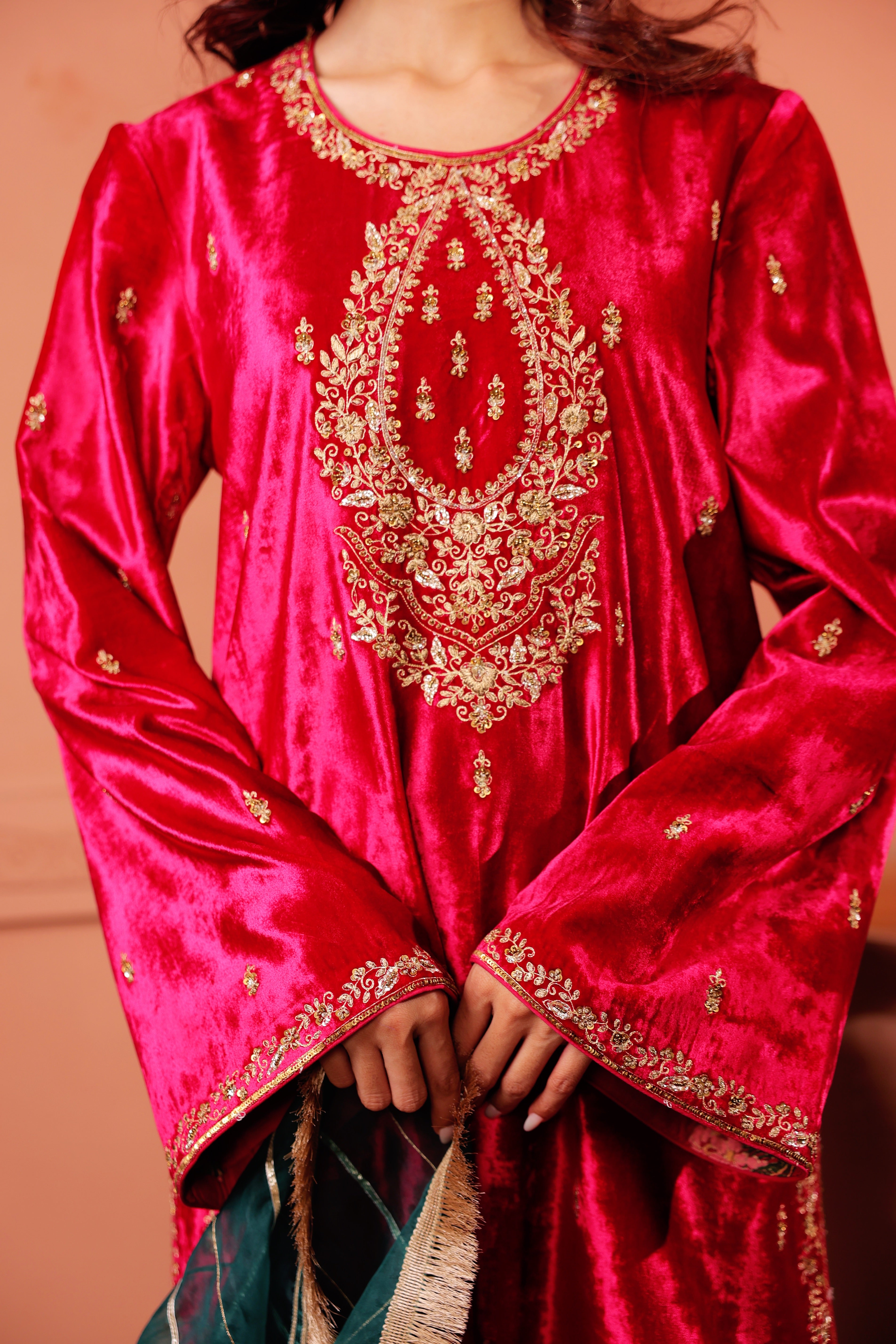 Rubani Pink Teal Suit