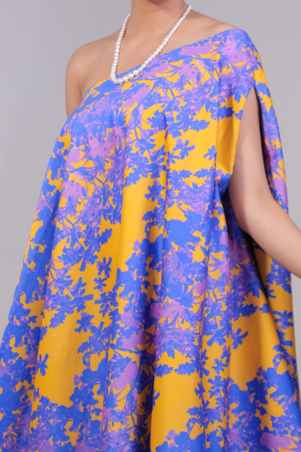 Orange, Blue/Purple Off-Shoulder Poncho Dress