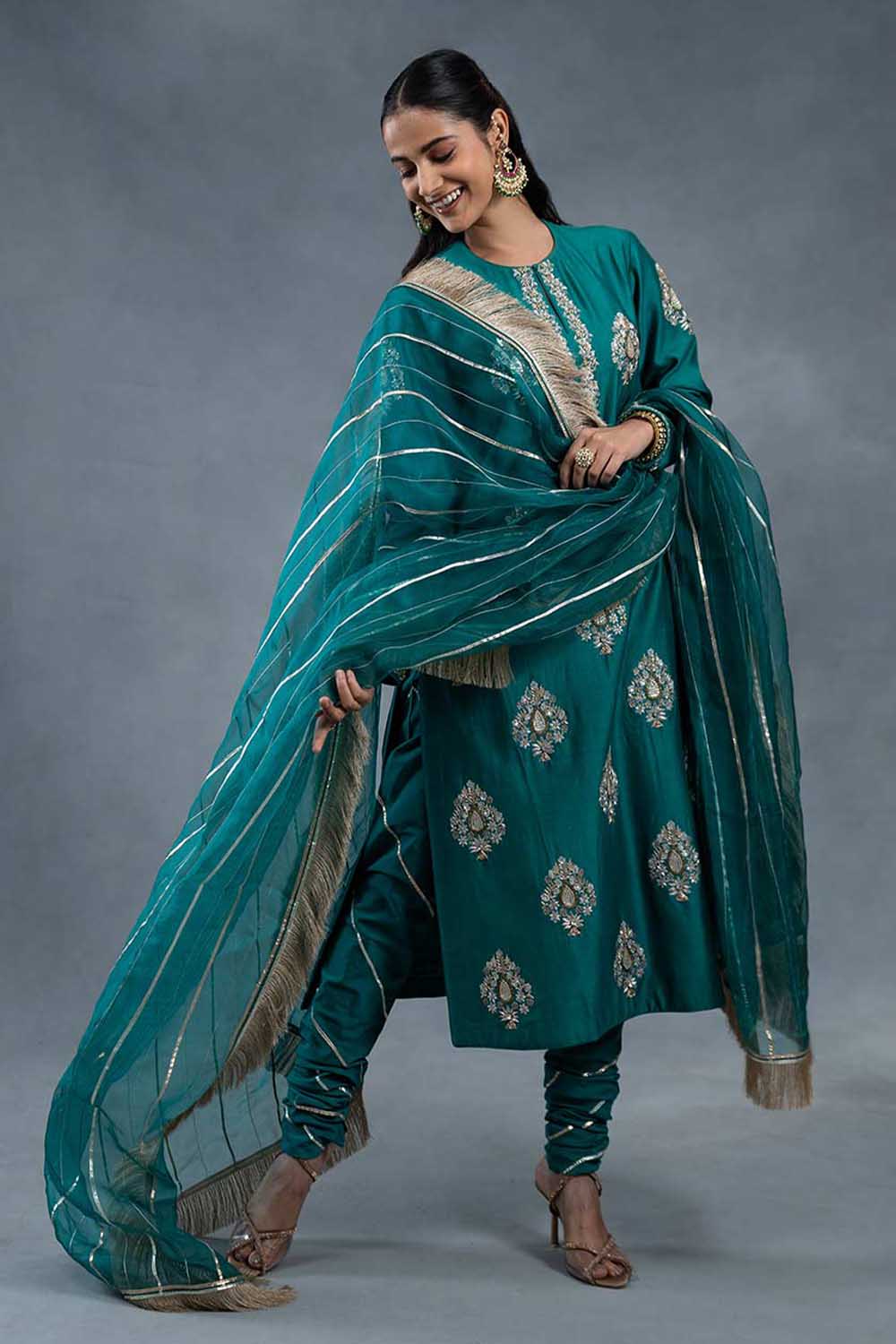 Mihr-Teal-Green-Designer-Suit-Sets