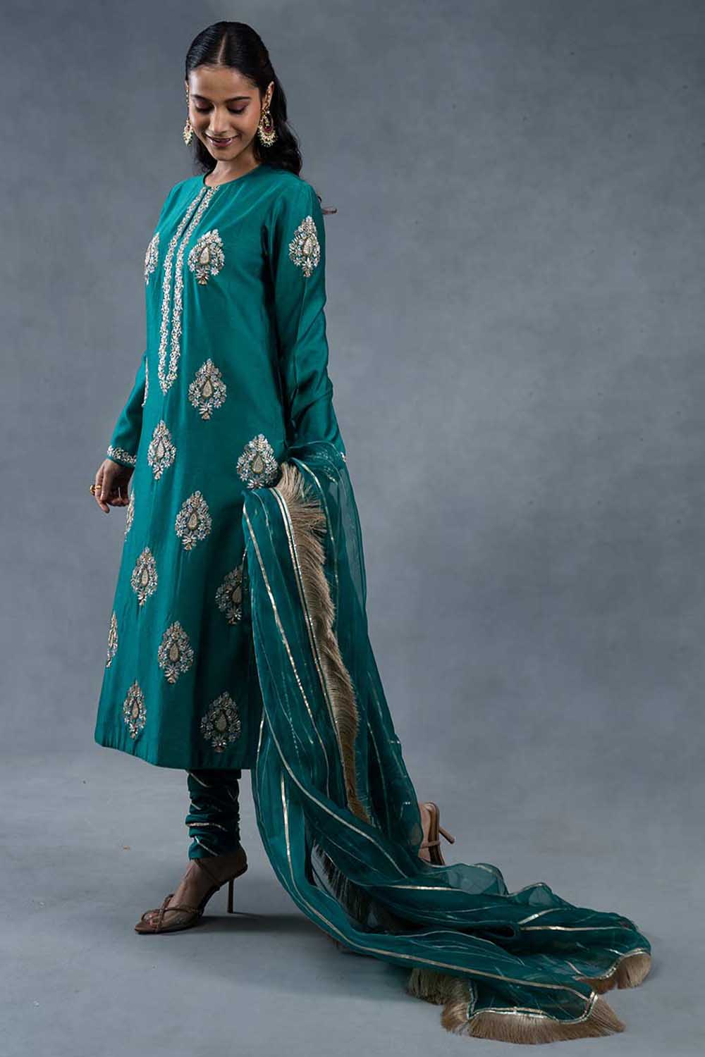 Mihr-Teal-Green-Handcrafted-Designer-Suits