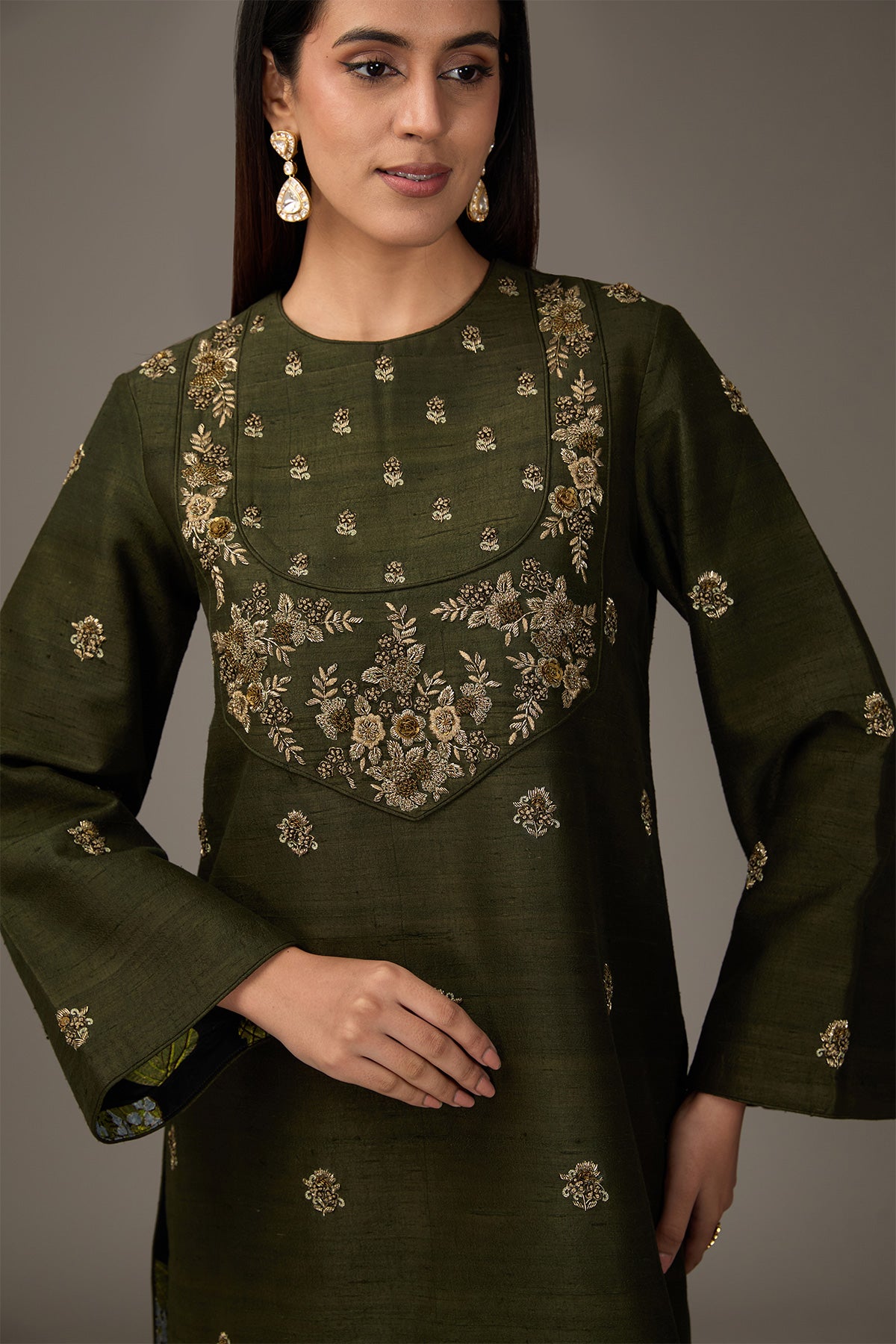 Nizami Green Kurta Set