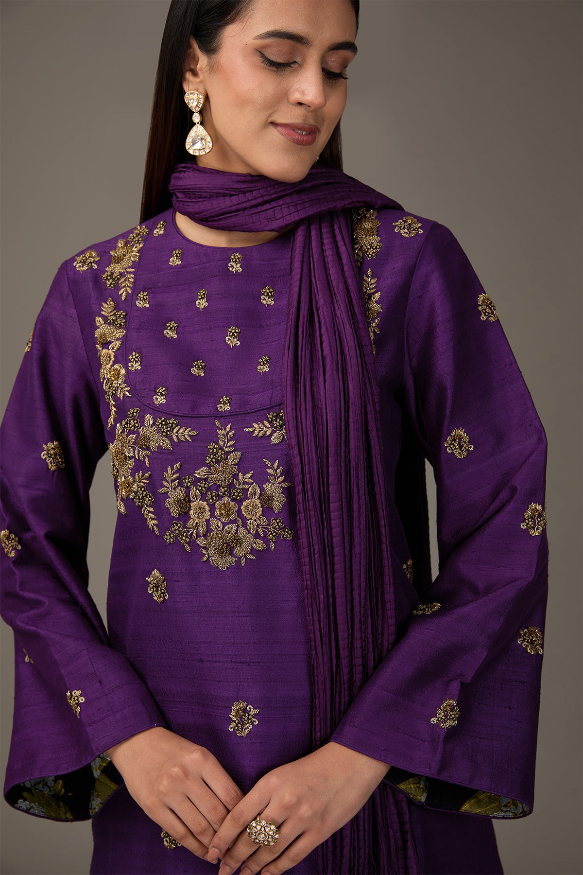 Nizami Purple Kurta Set