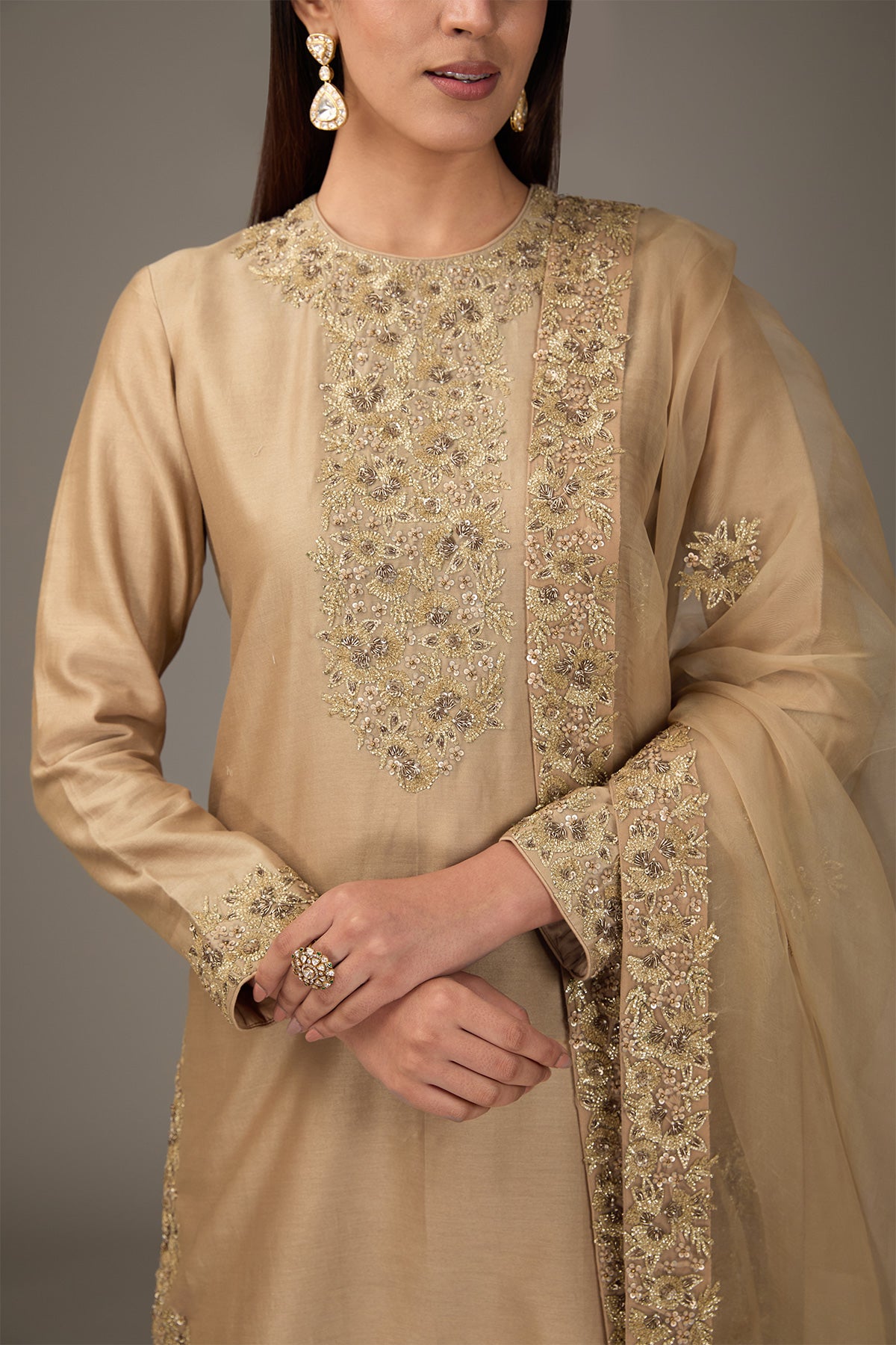 Sahibjaan Beige Wedding Sharara
