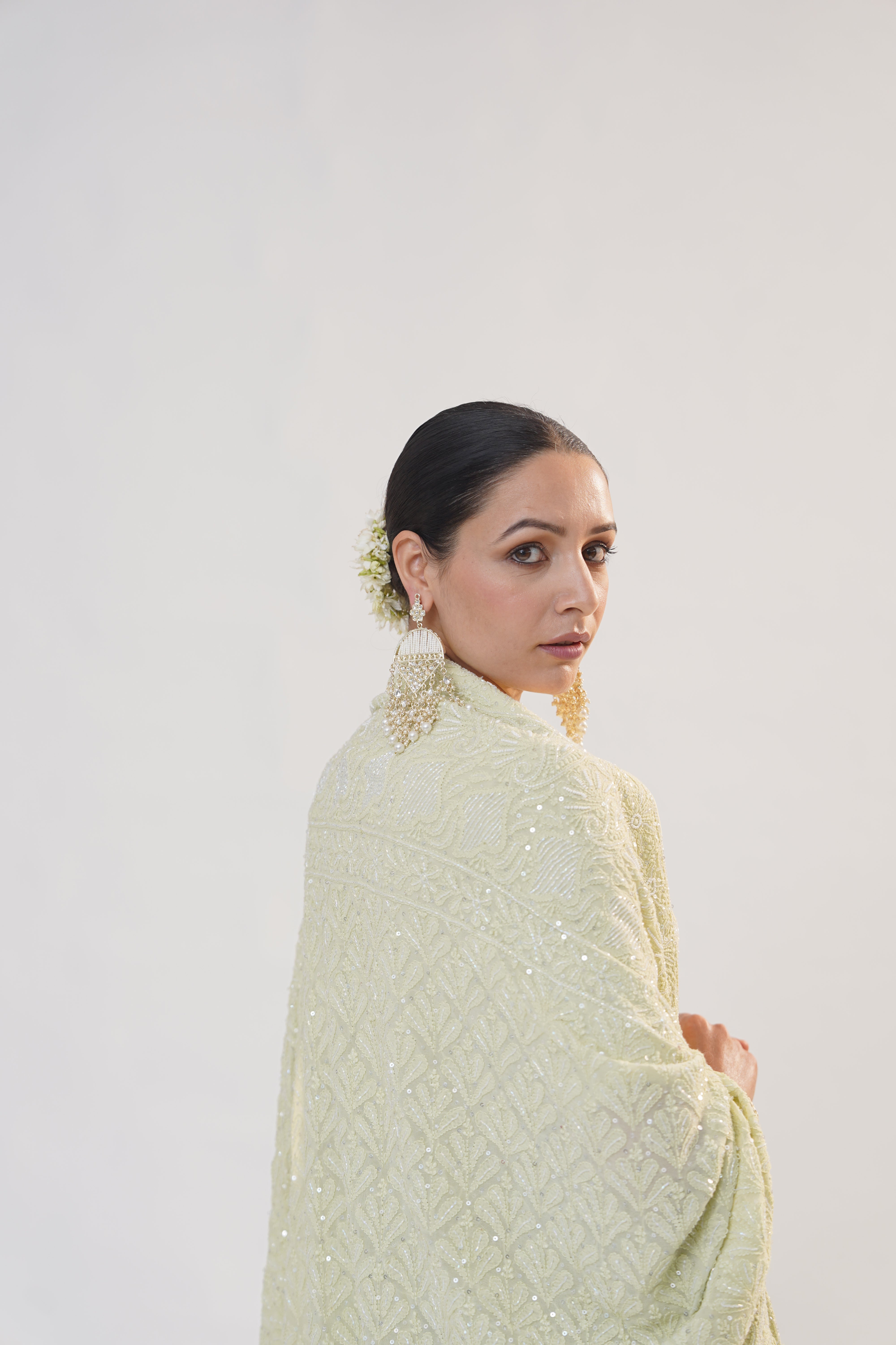 Zamani Pistachio Wedding Sharara