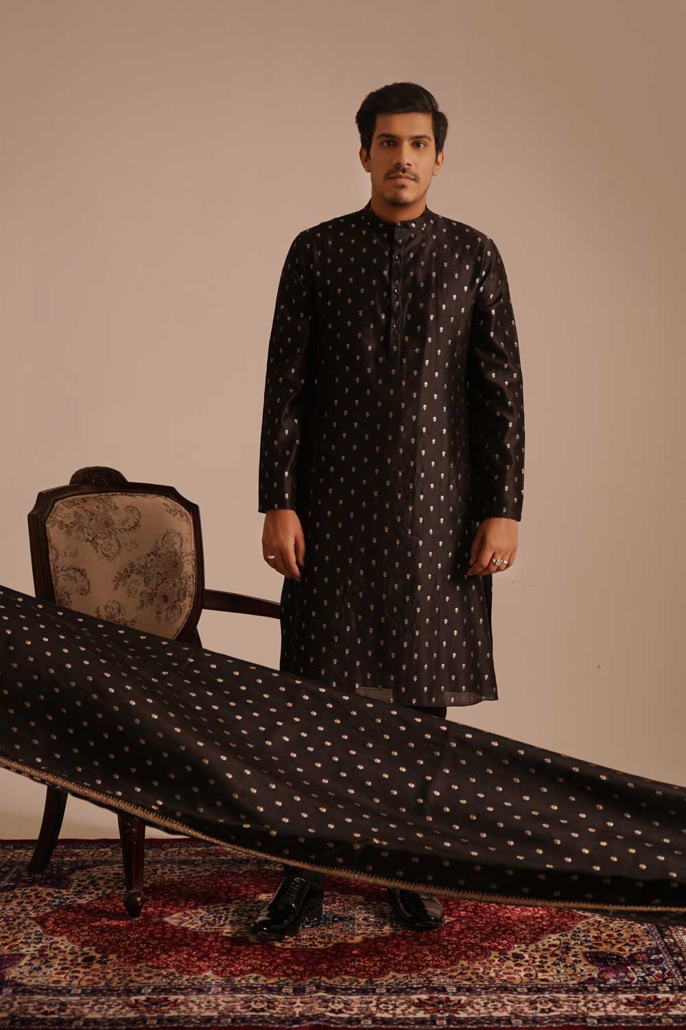 golden-buti-silk-kurta-set
