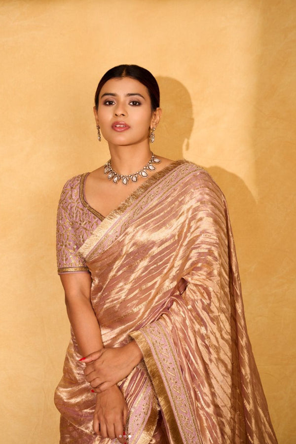 Hebah Patel Wearing Mahawish Wedding Saree