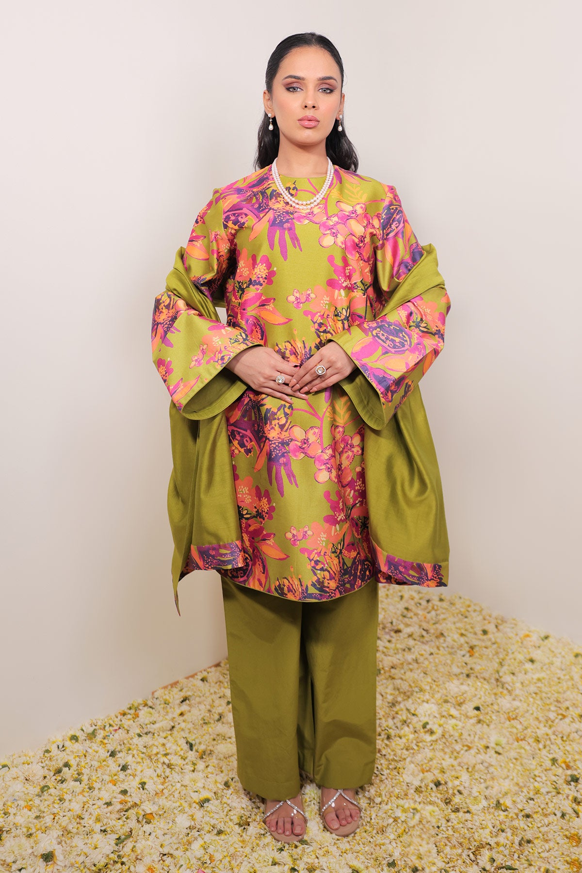 Green Floral Jaal Printed Co-ord Set