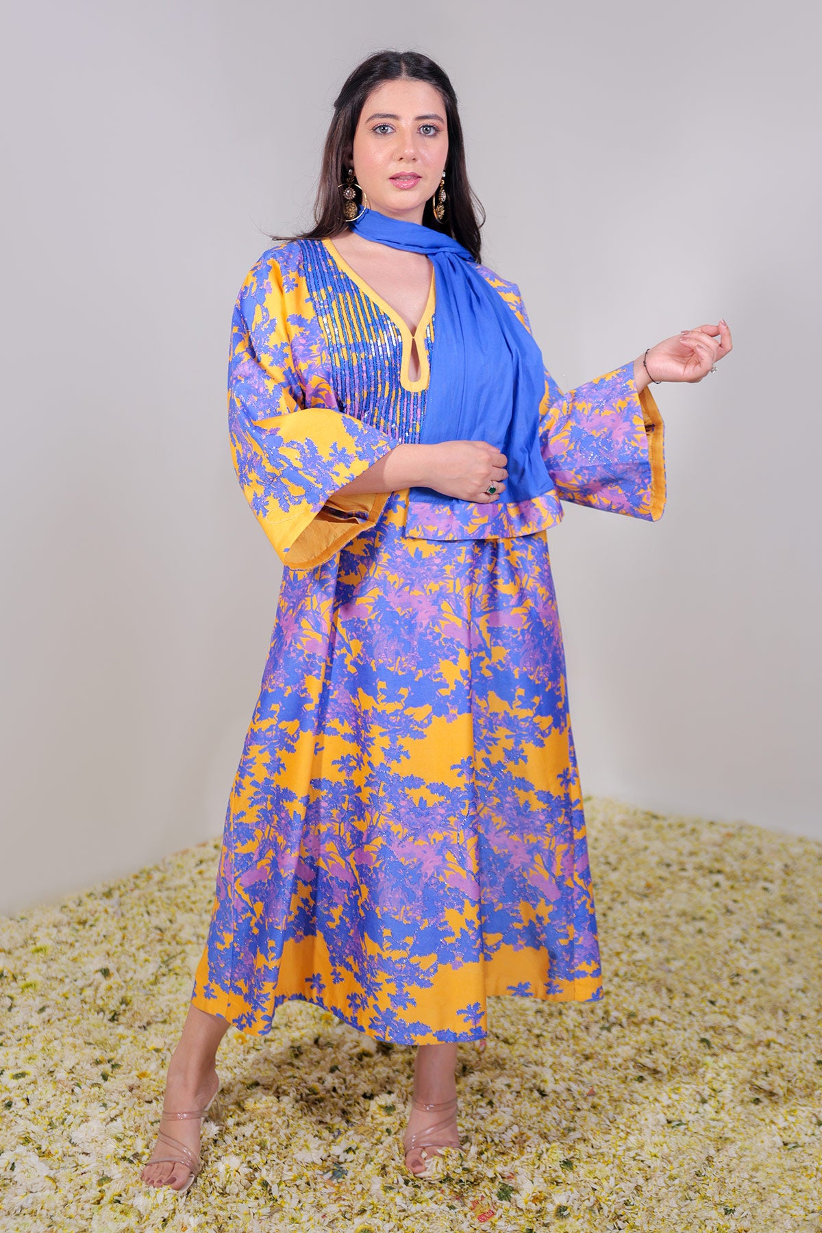 Orange & Blue/Purple Kaftan