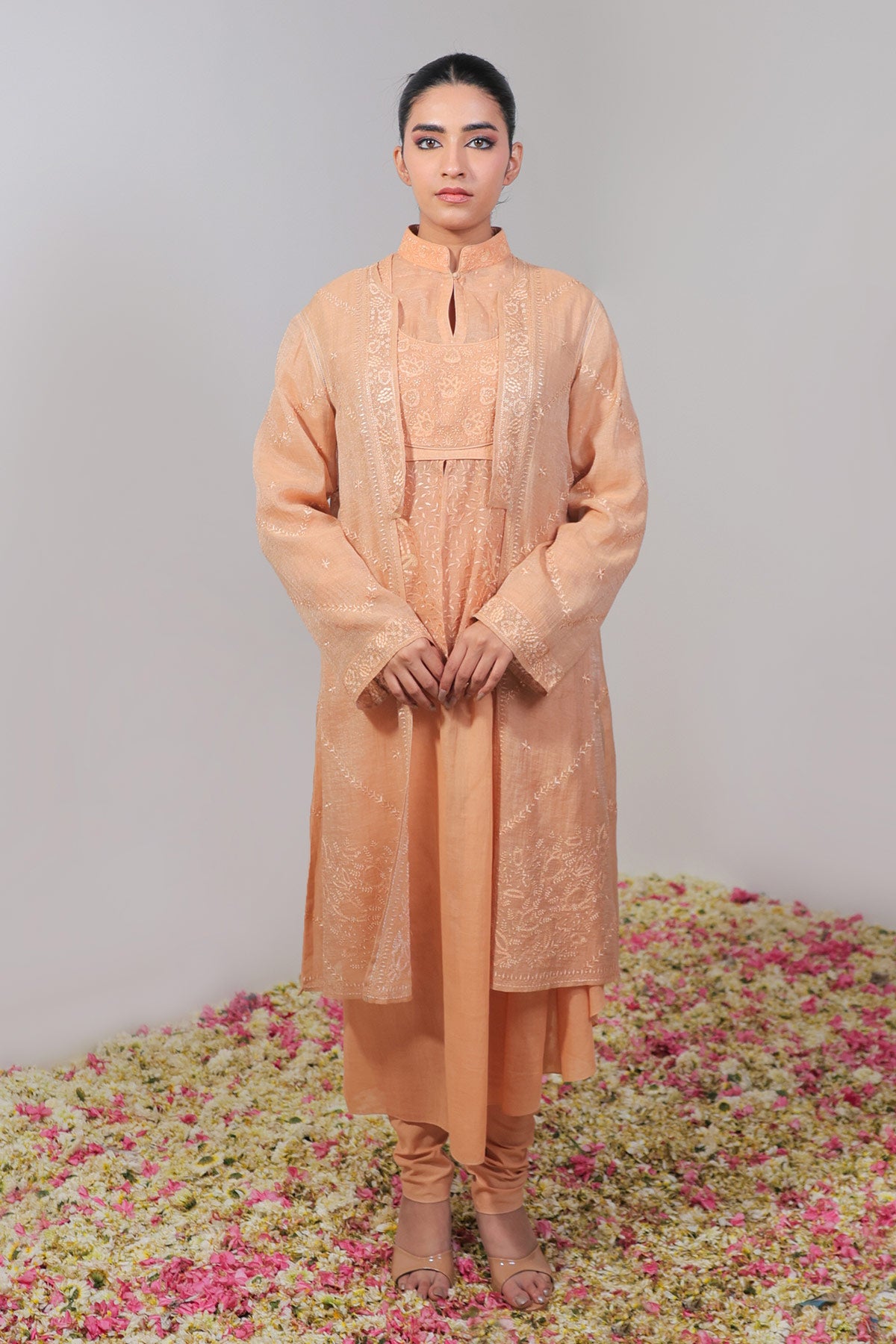 Ek Taar Chikankari Jacket Dress Set