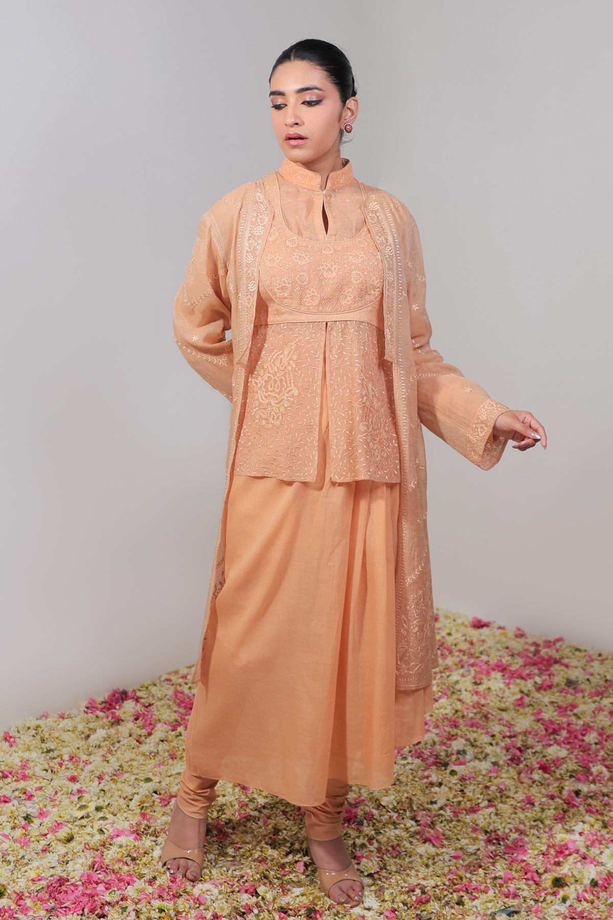 Ek Taar Chikankari Jacket Dress Set