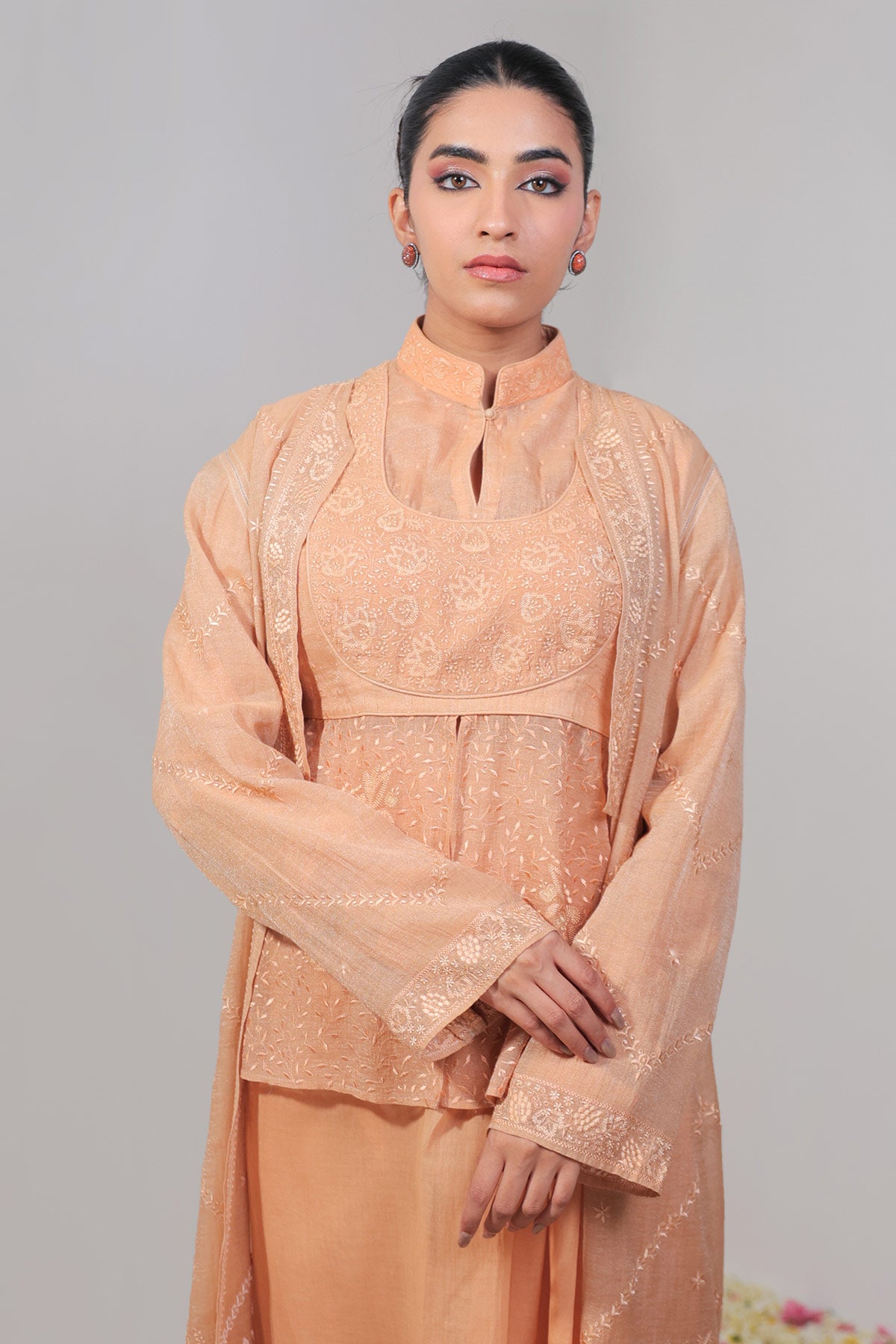 Ek Taar Chikankari Jacket Dress Set