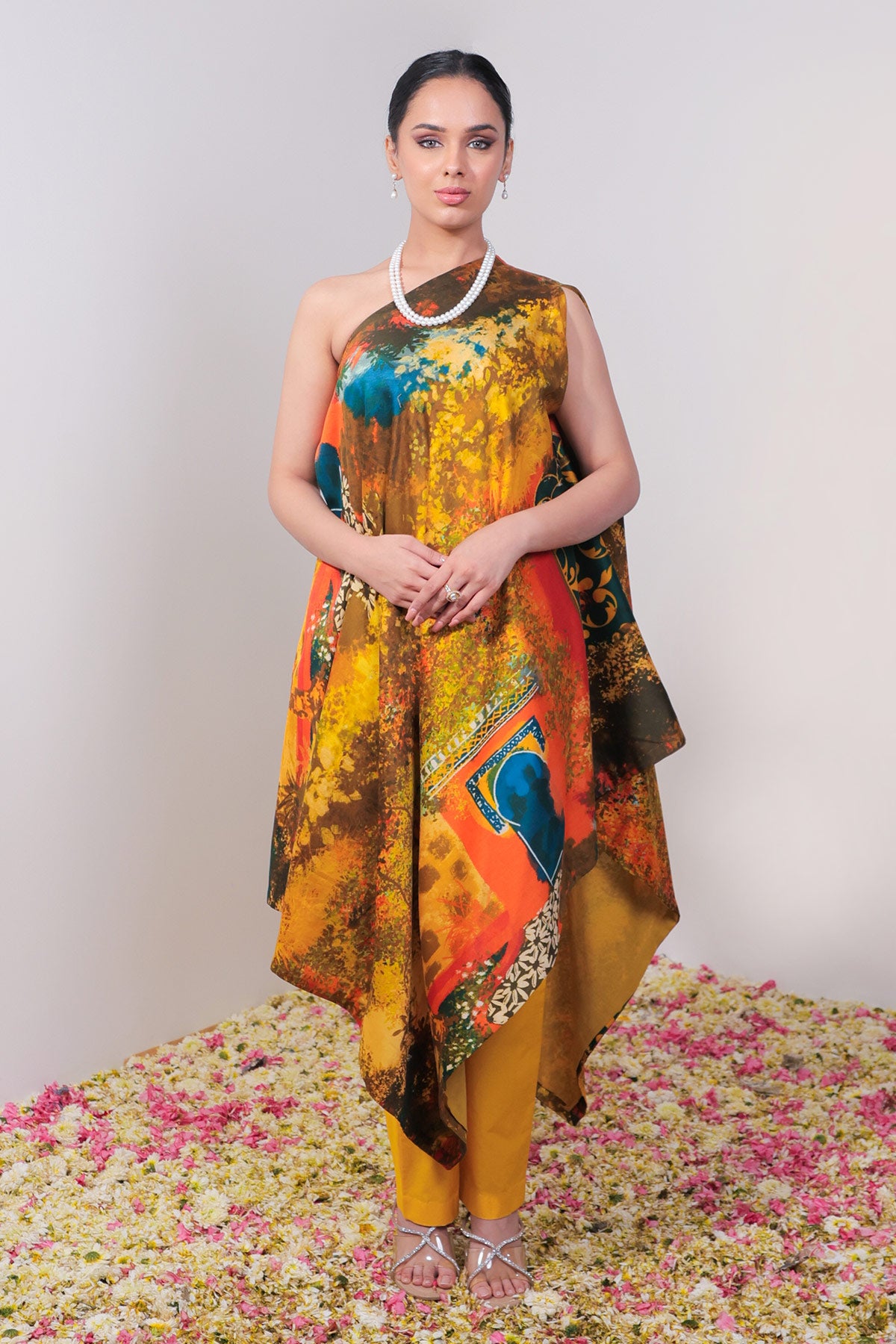 Mustard Off-Shoulder Co-ord Set with Palazzo