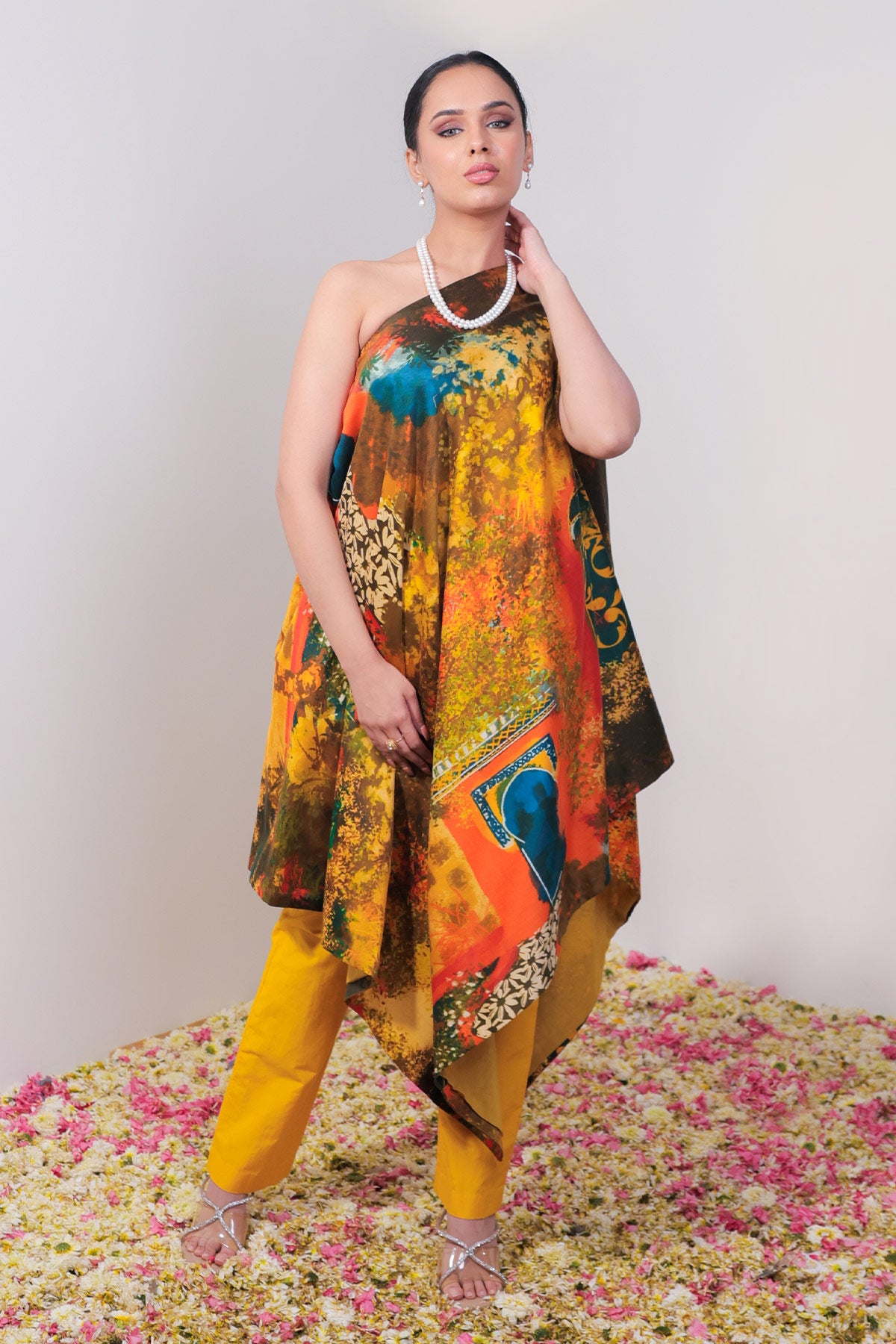 Mustard Off-Shoulder Co-ord Set with Palazzo