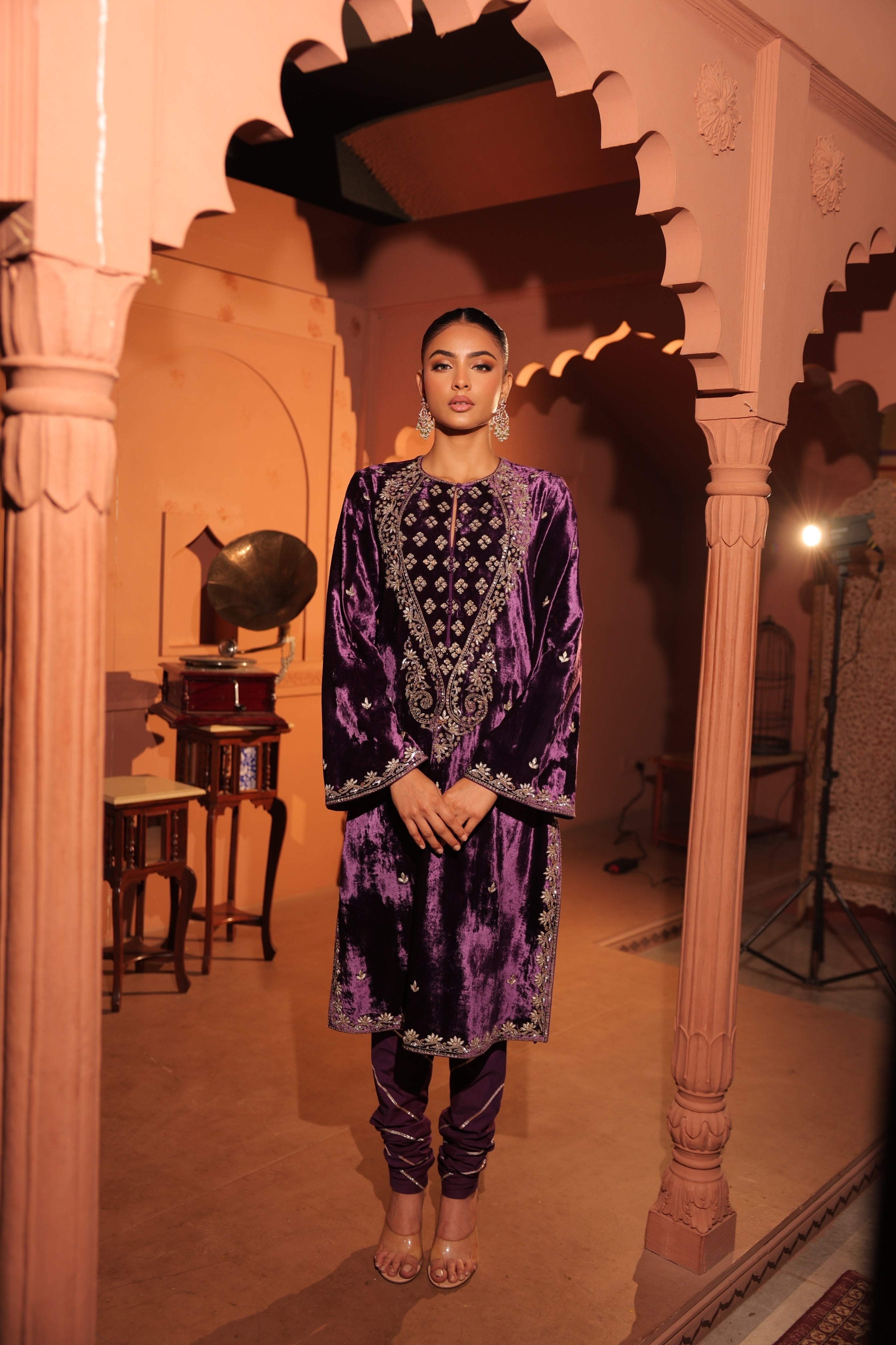 Zareen Purple Suit Set