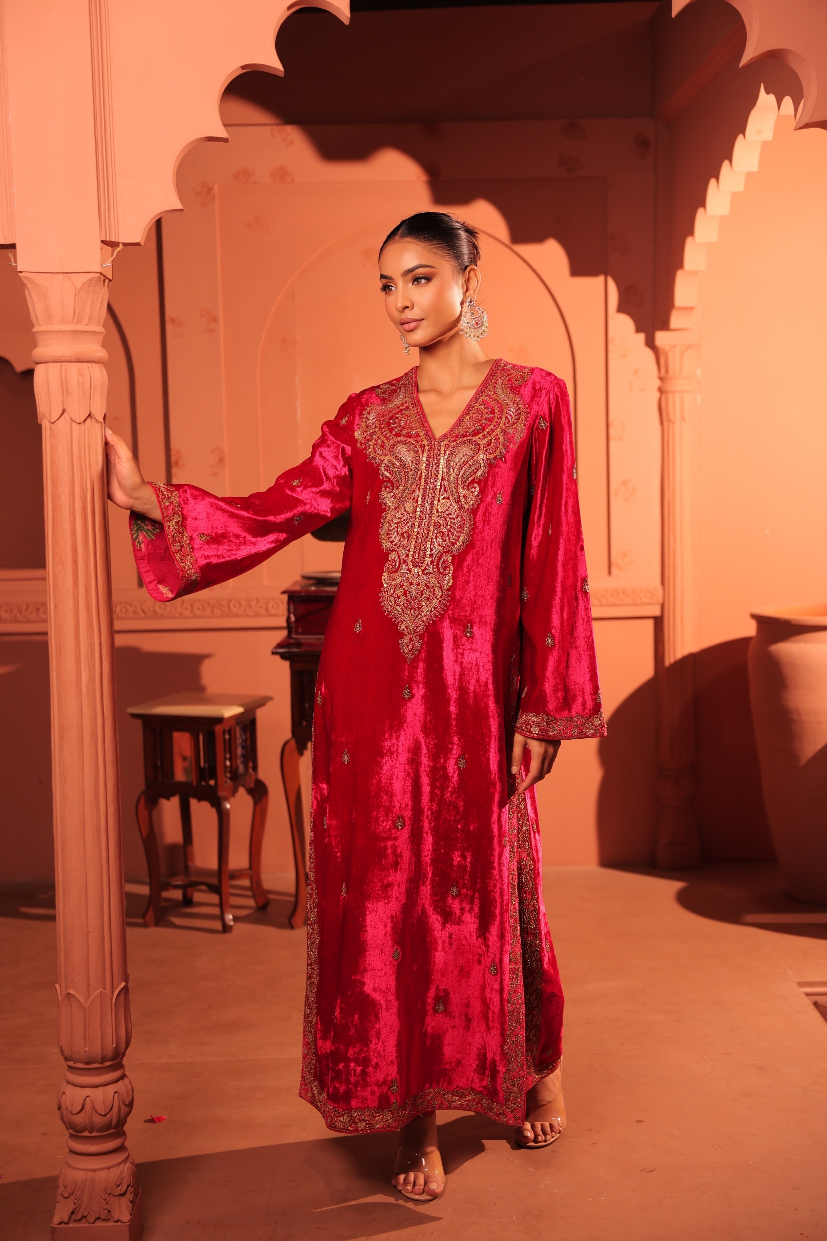 Zaiba Red Pink Suit Set