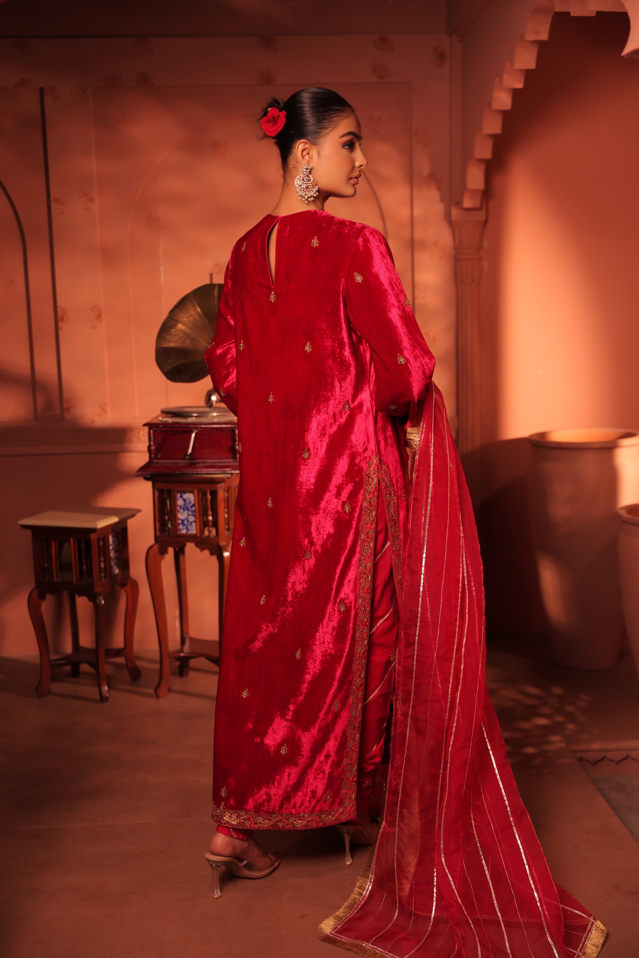 Zaiba Red Pink Suit Set