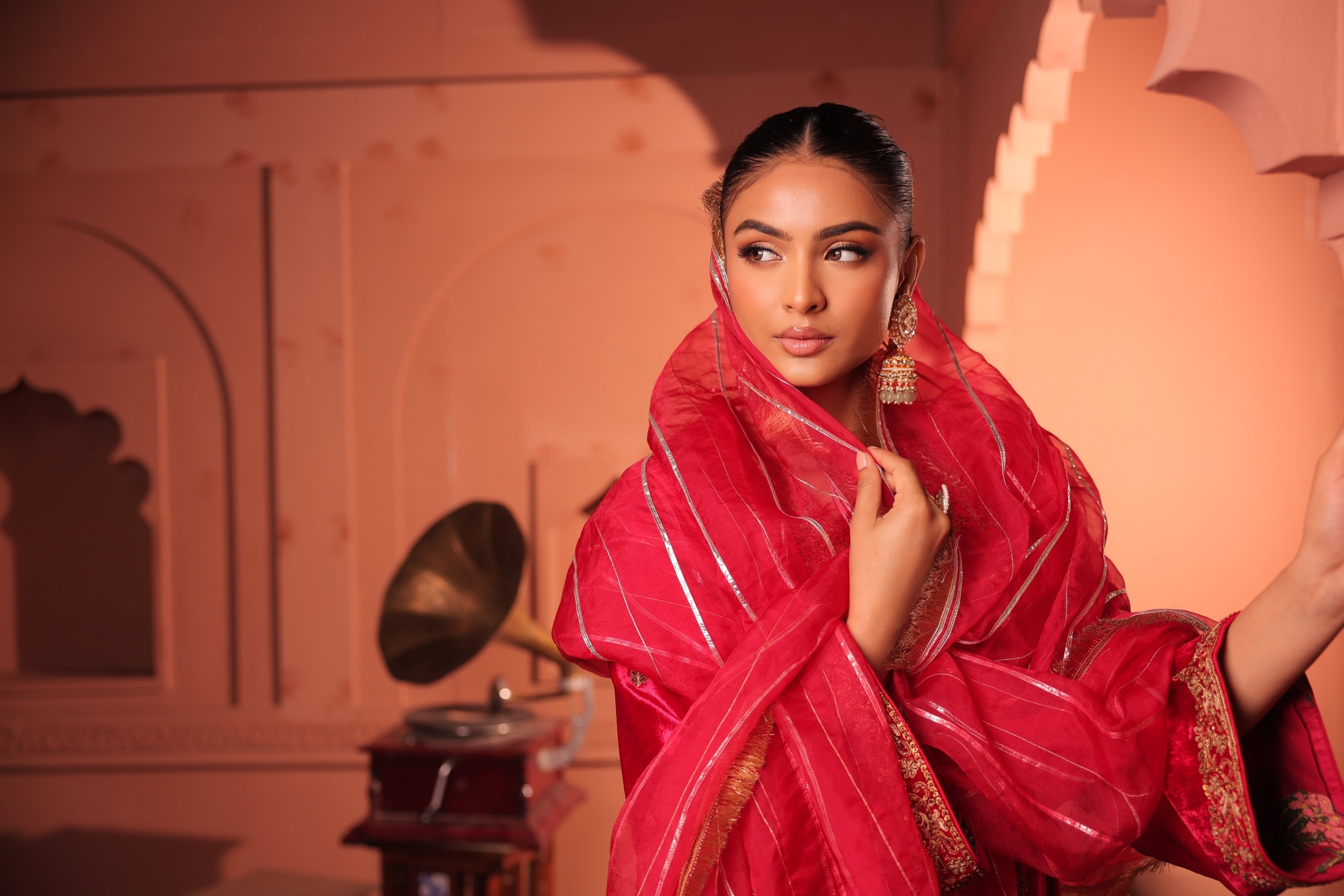 Zaiba Red Pink Suit Set