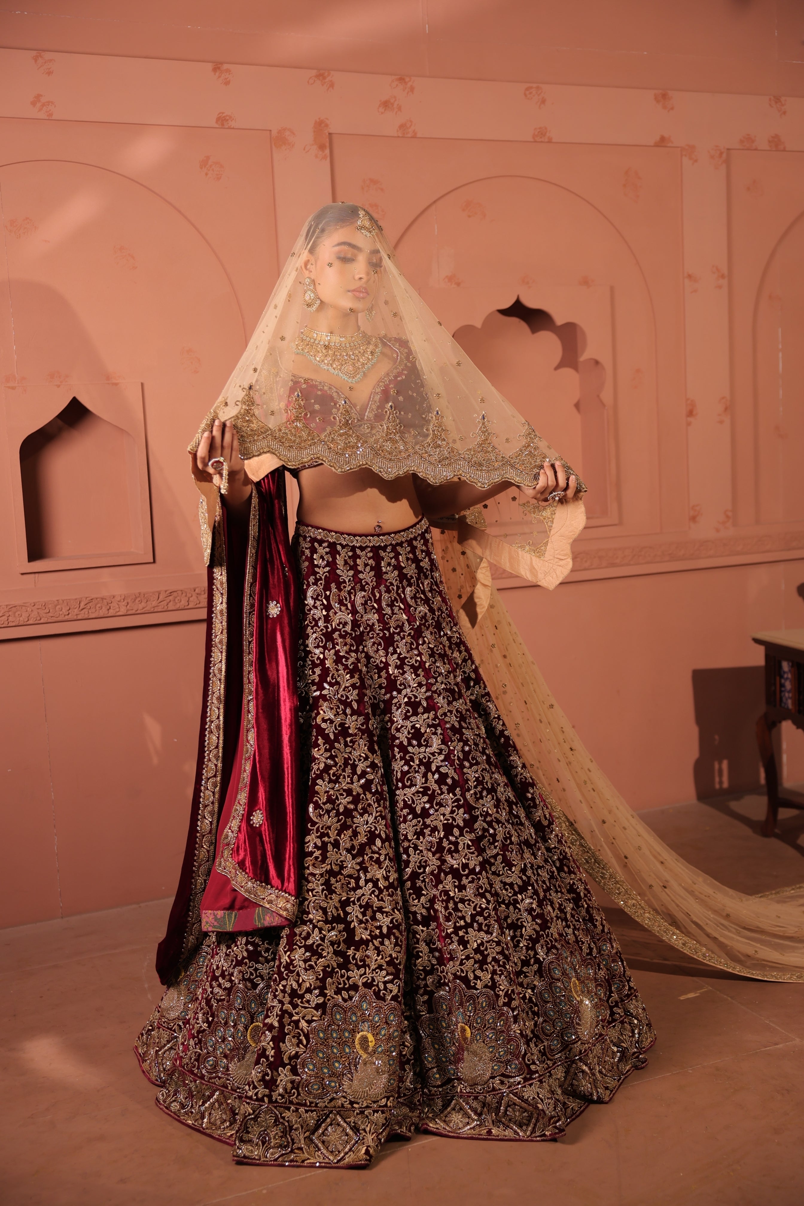 Mayuri Maroon Lehenga