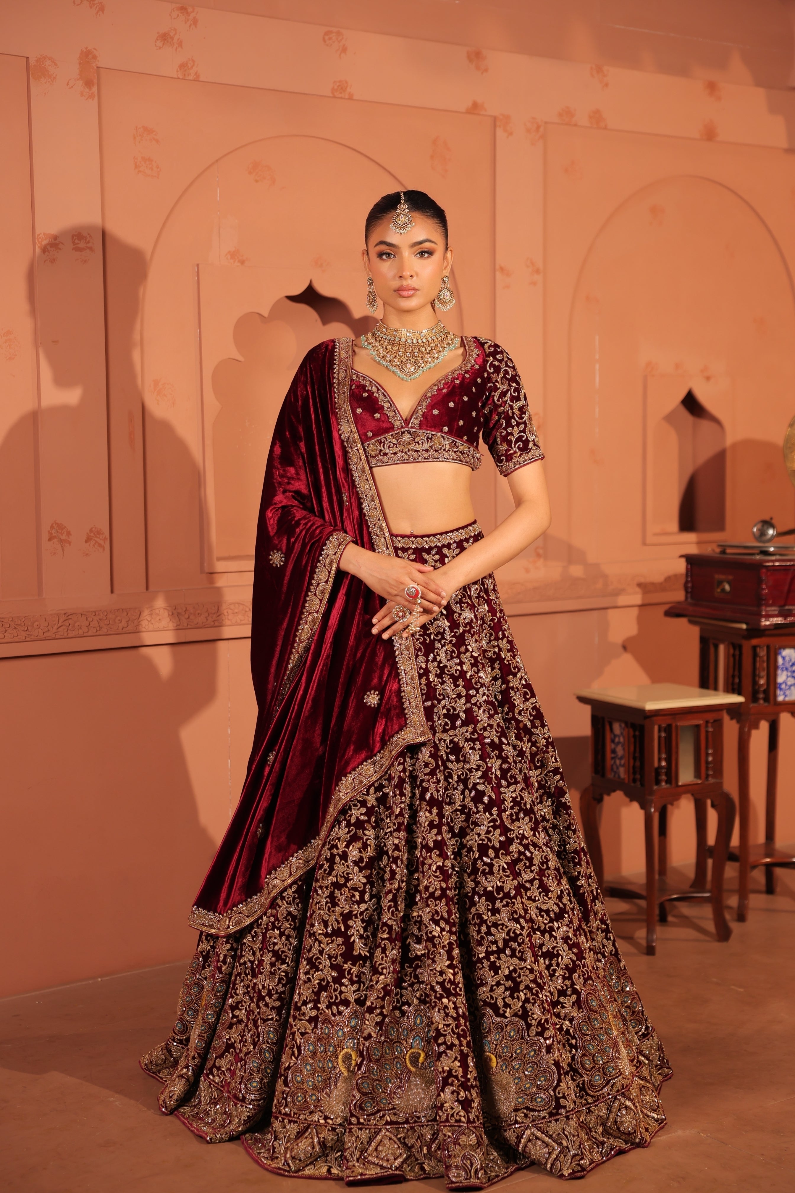 Mayuri Maroon Lehenga Blouse
