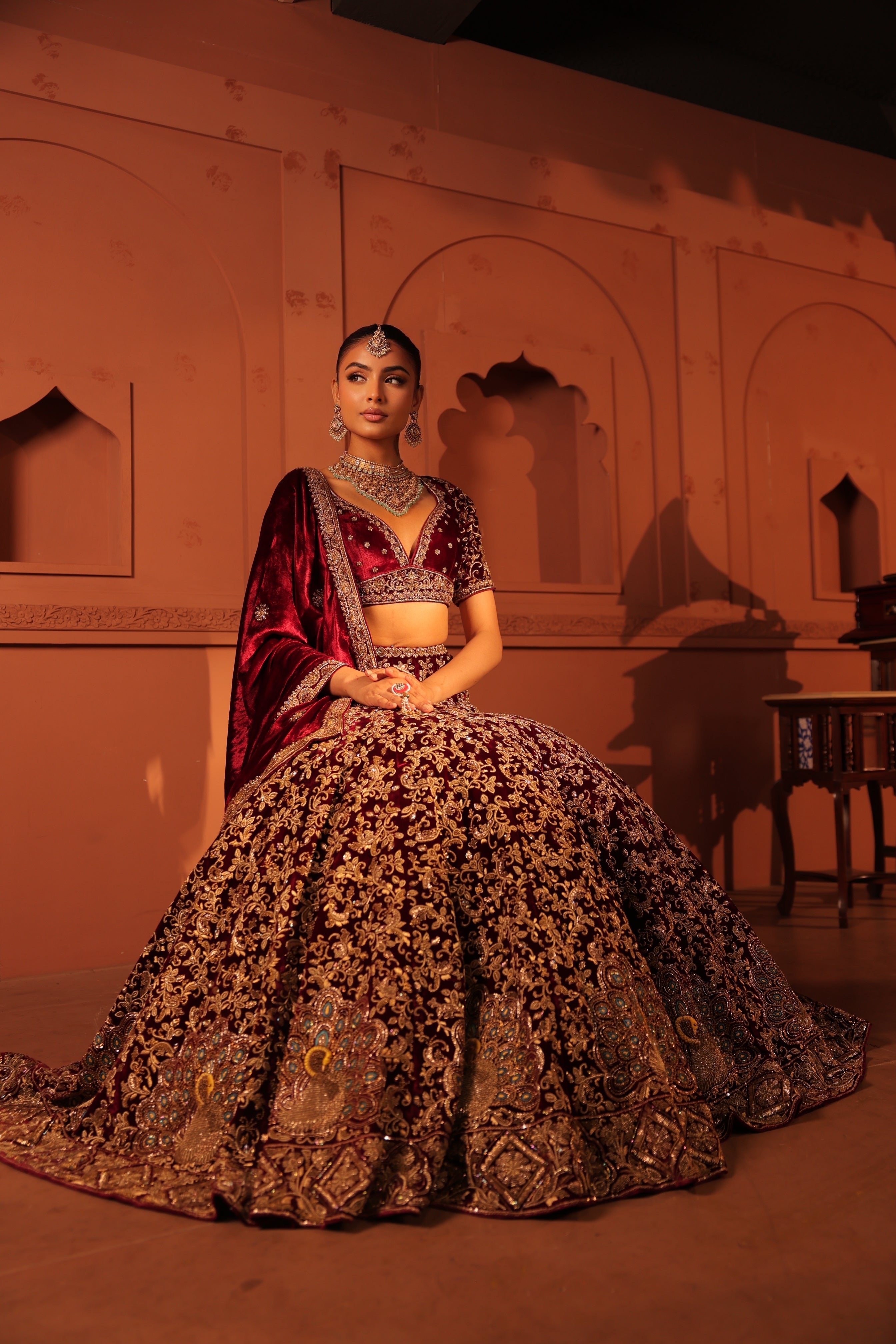 Mayuri Maroon Lehenga Blouse