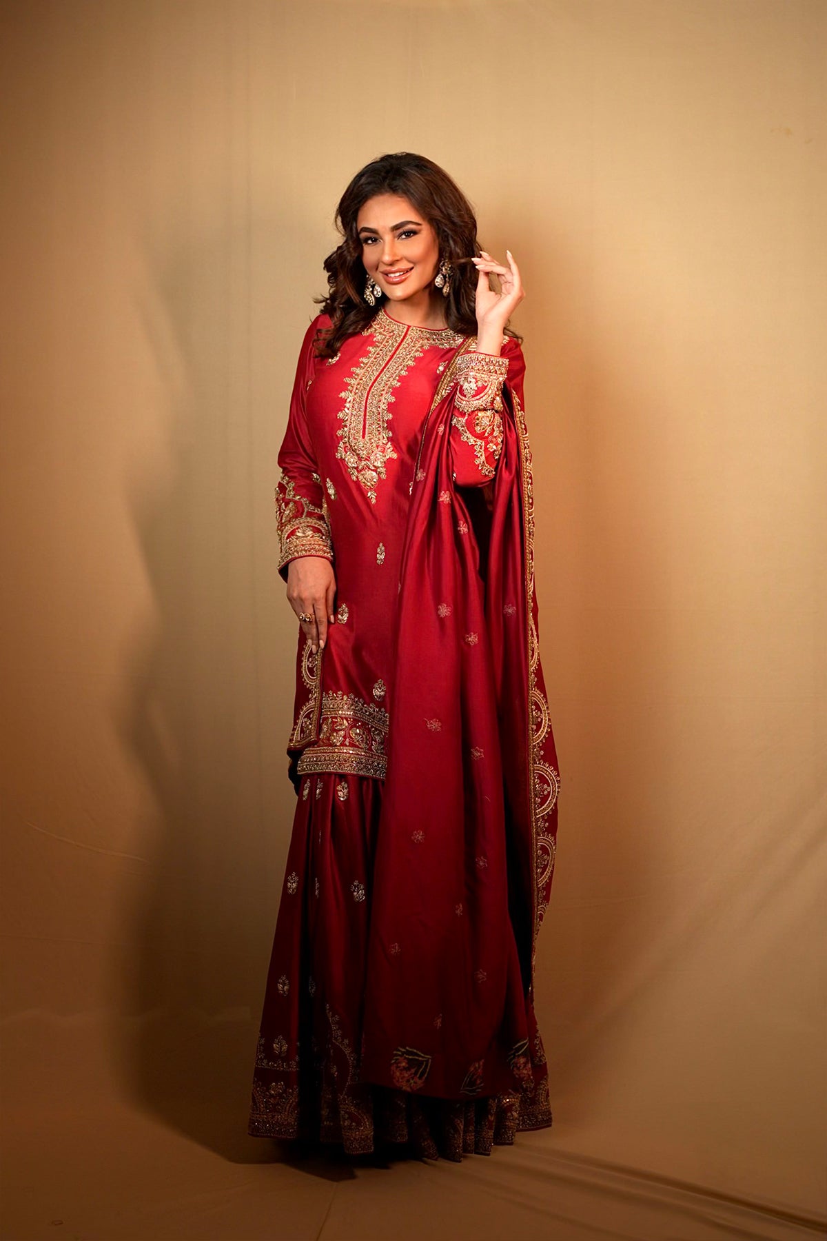 Seerat Kapoor In Pakeeza Red Wedding Sharara