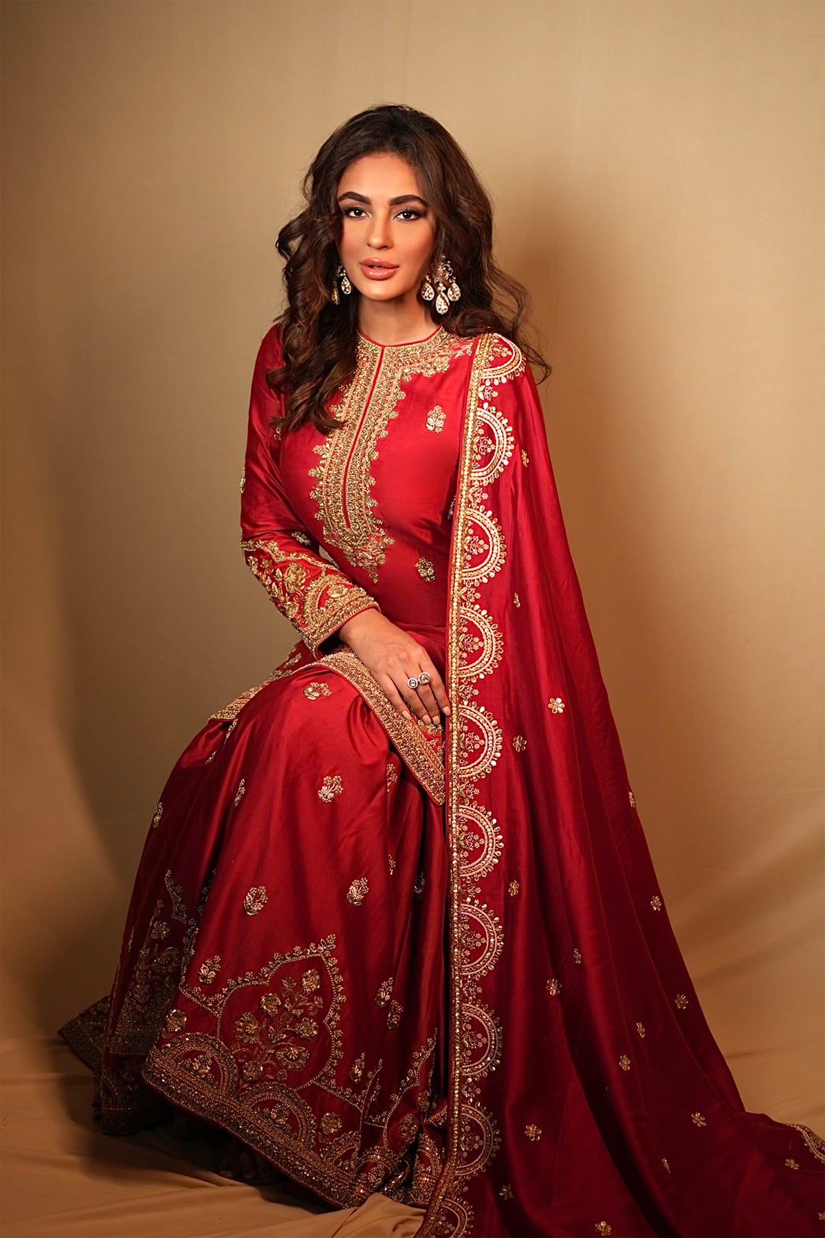 Seerat Kapoor In Pakeeza Red Wedding Sharara