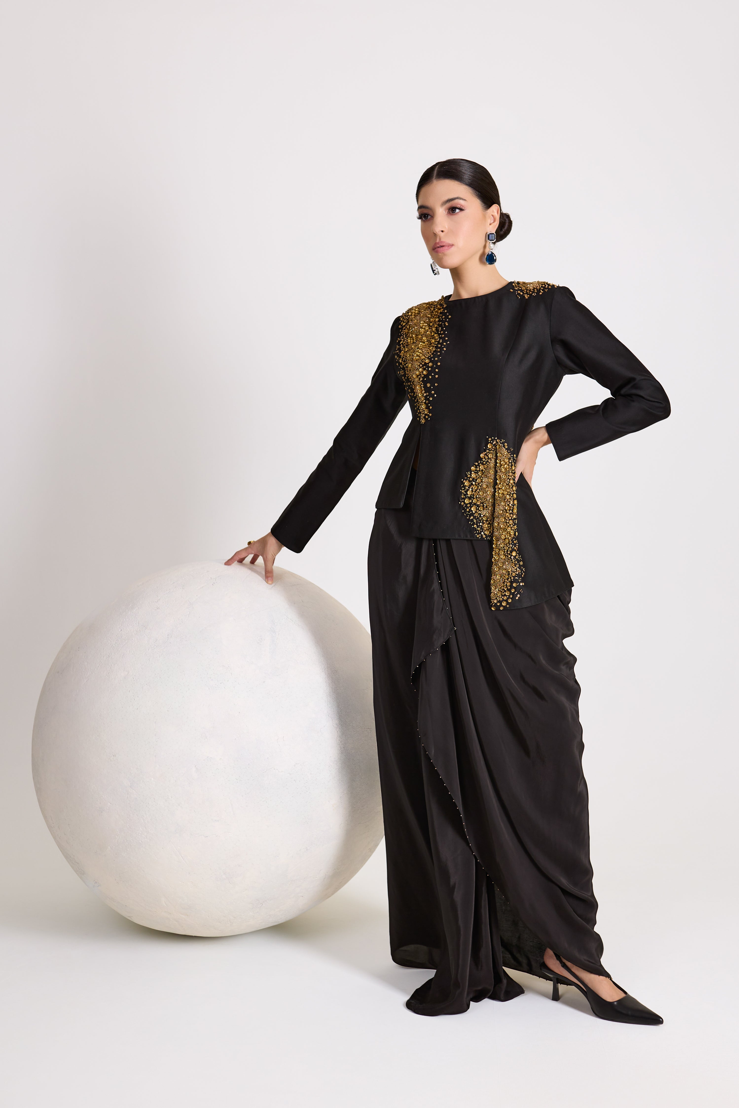 Gold Black Jacket with Drape