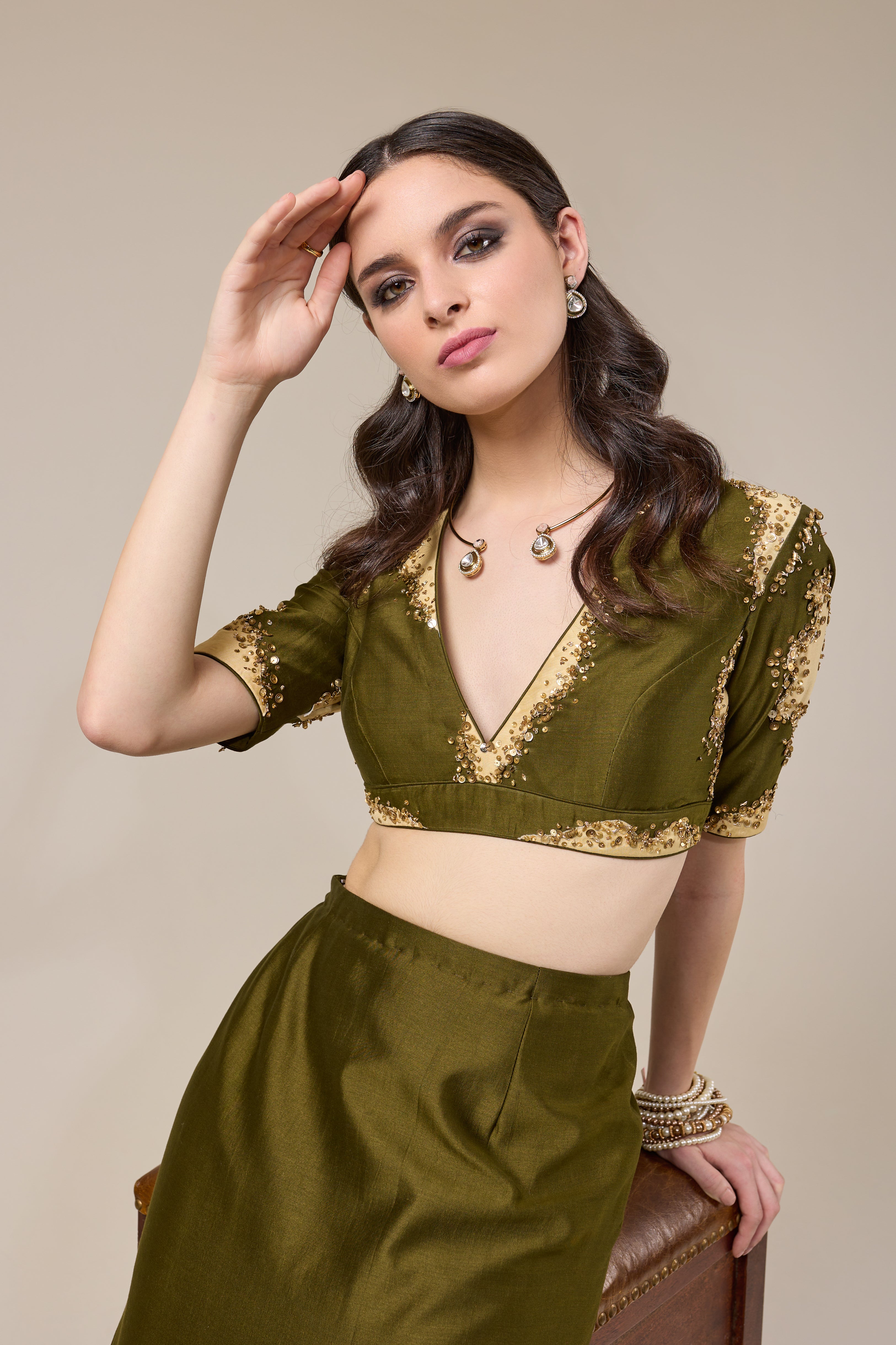 Flared Kalis Skirt with Crop Top