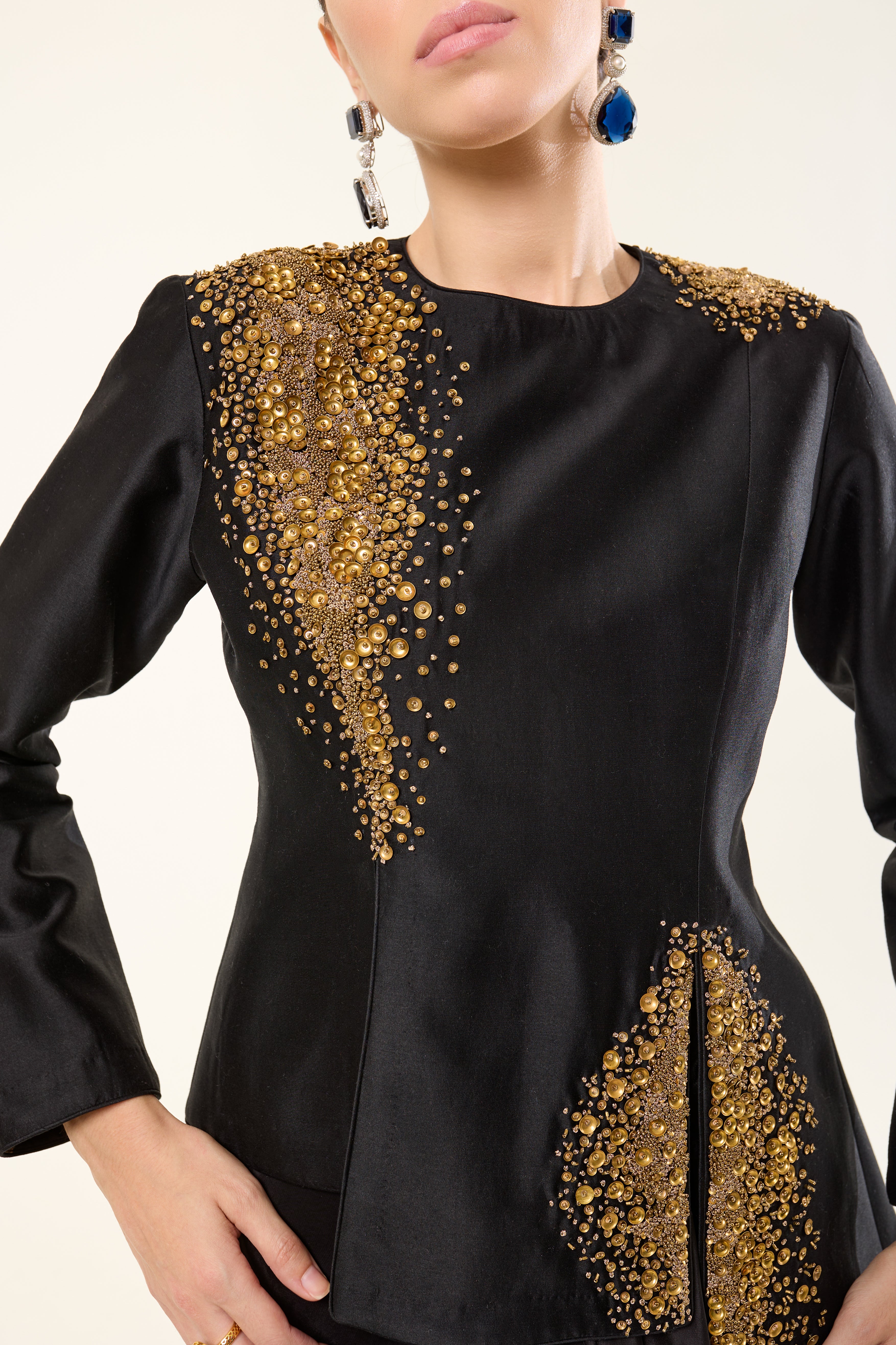 Gold Black Jacket with Drape