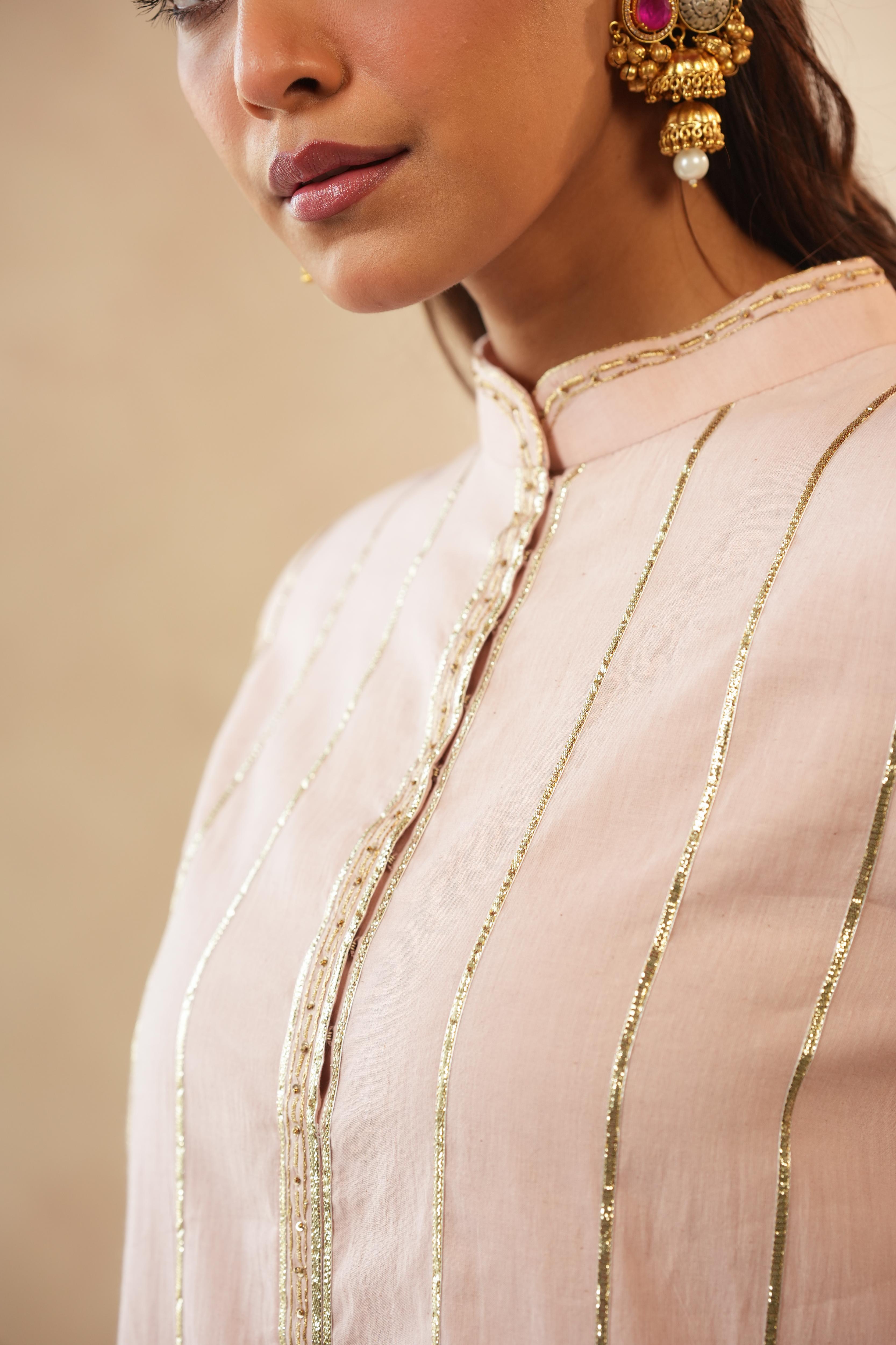 Amaya Gota Lace Blush Kurta