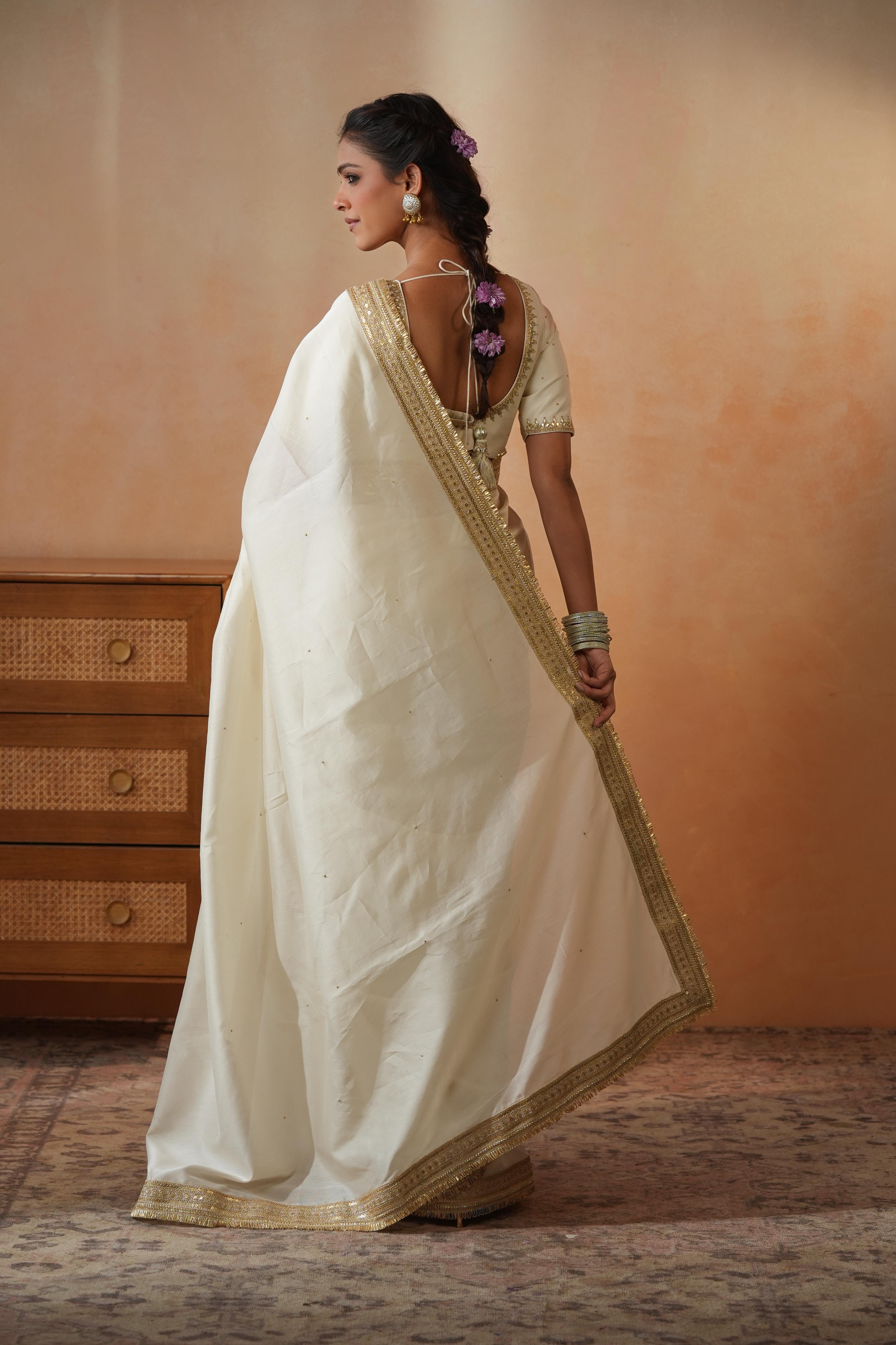 Trisha Ivory Border Saree