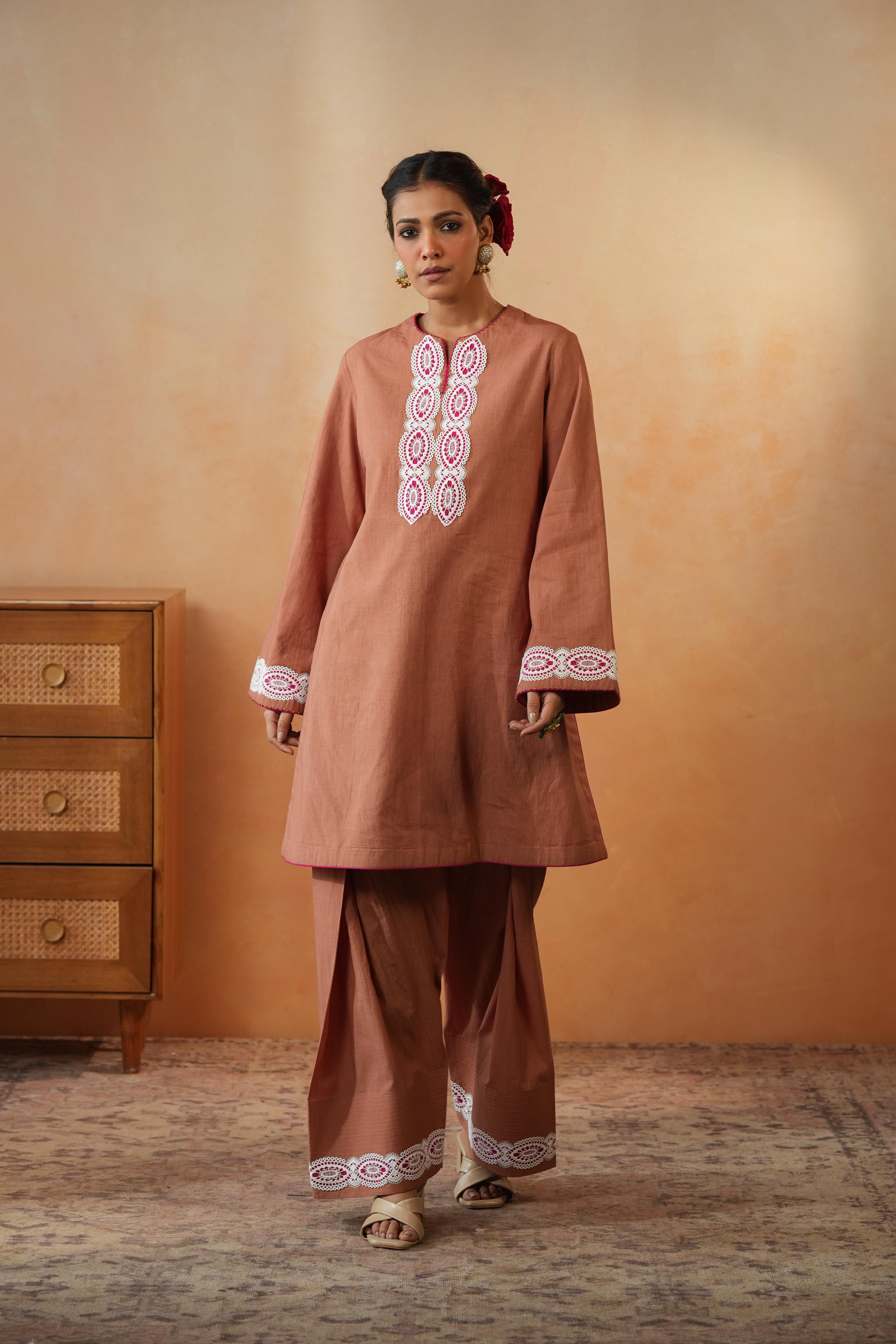 Amnan Brown Pink Co-ord Set