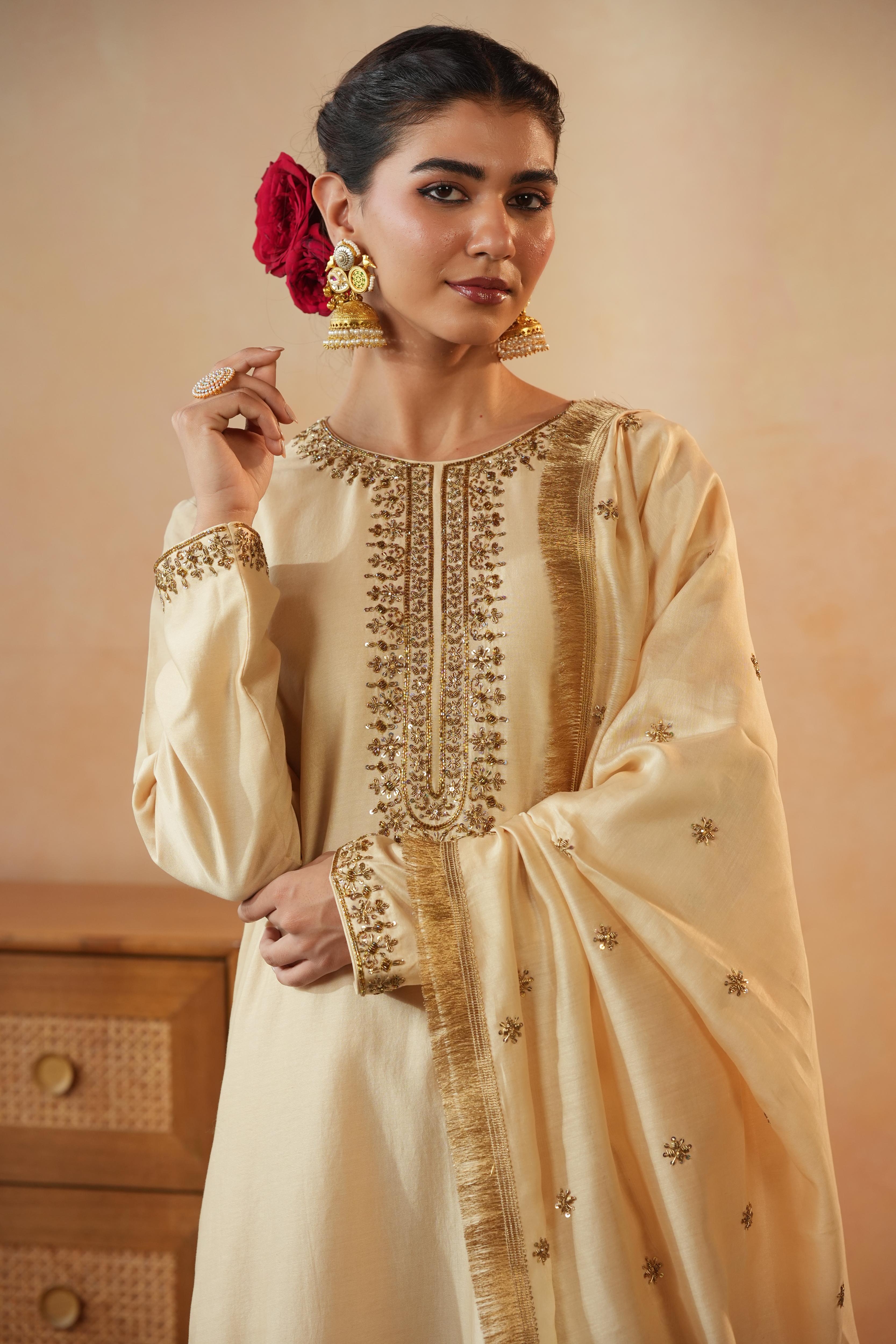 Shareefa Off White Suit Set