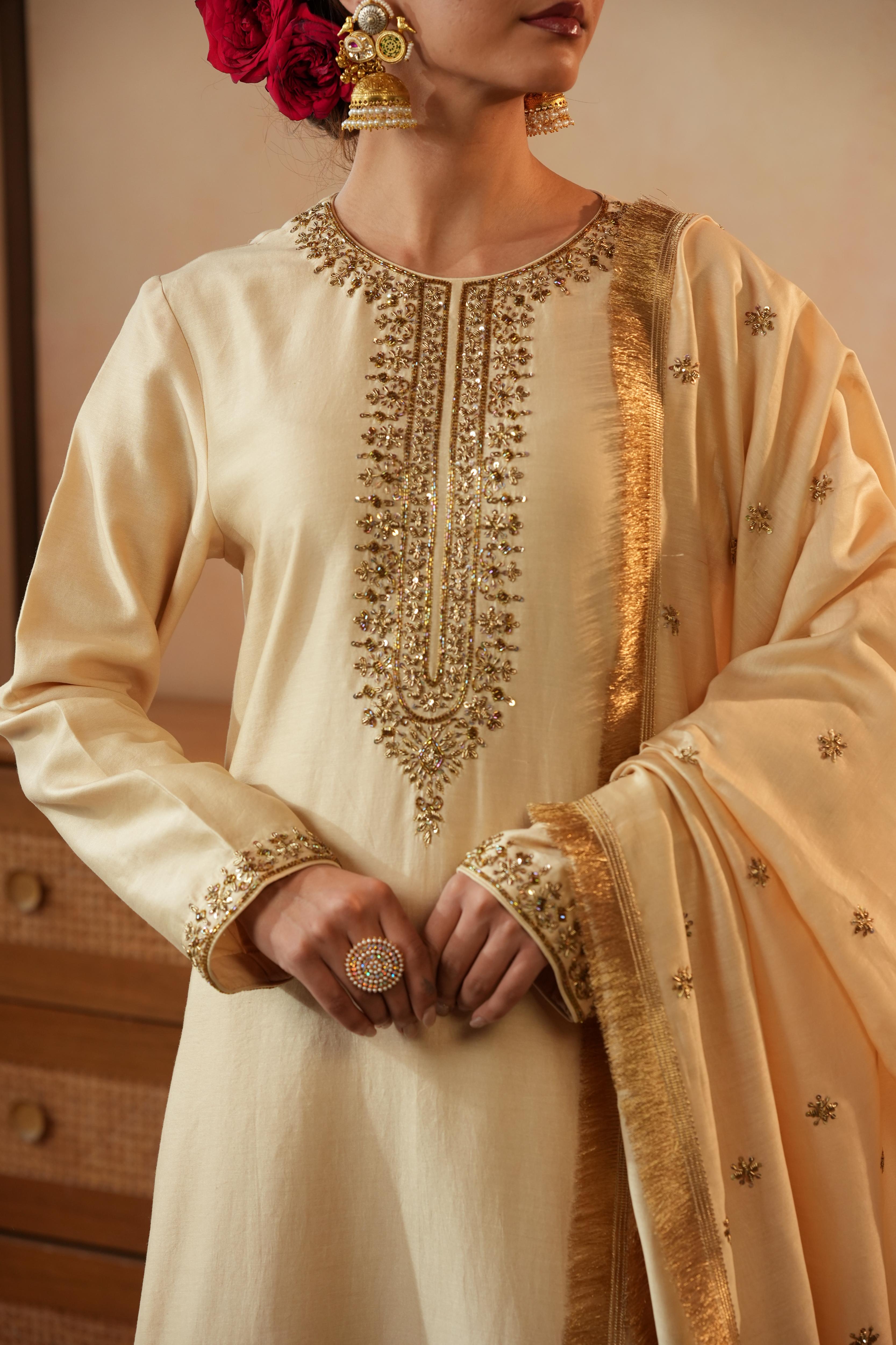 Shareefa Off White Suit Set