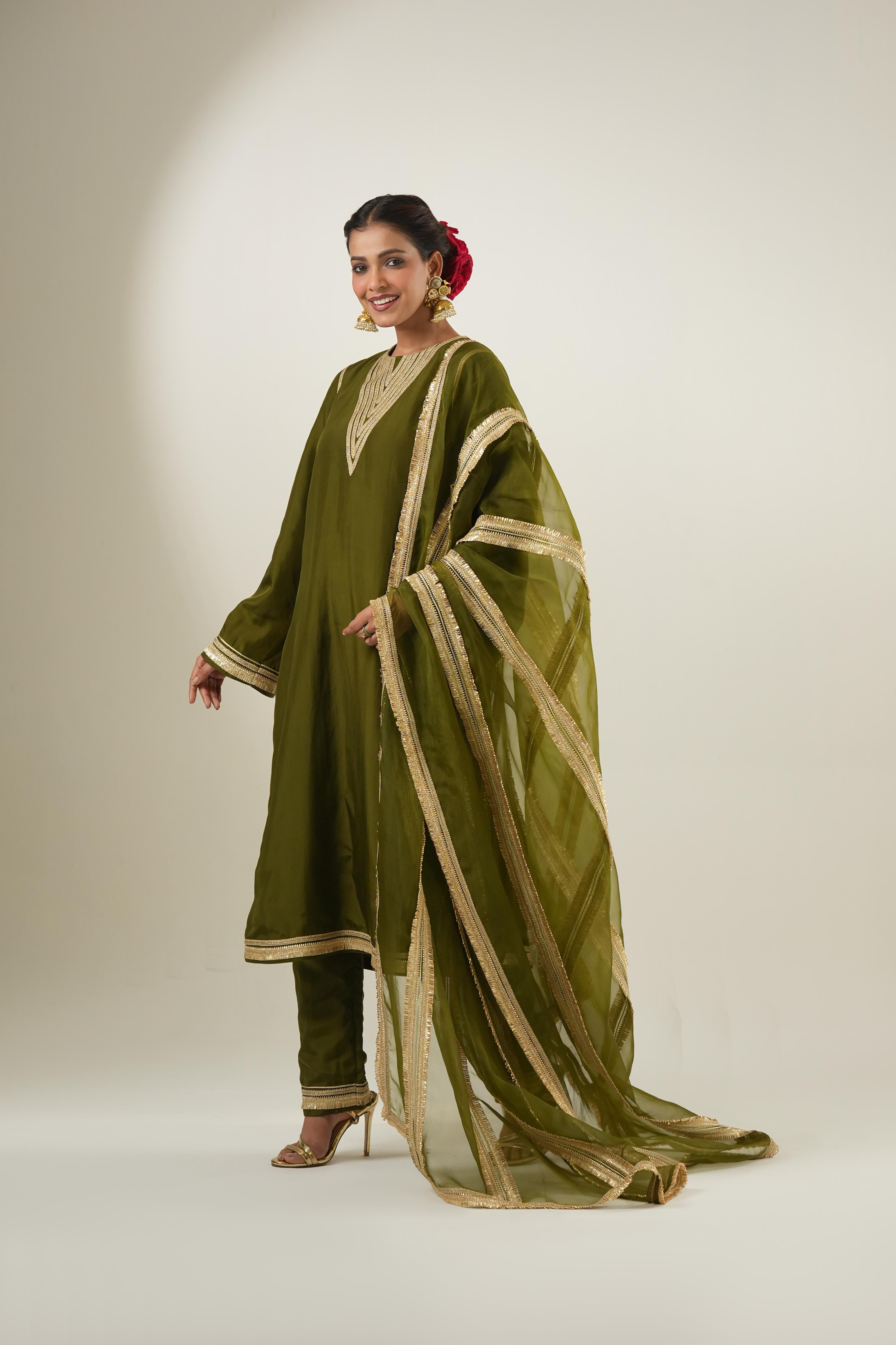 Asma Olive Suit Set