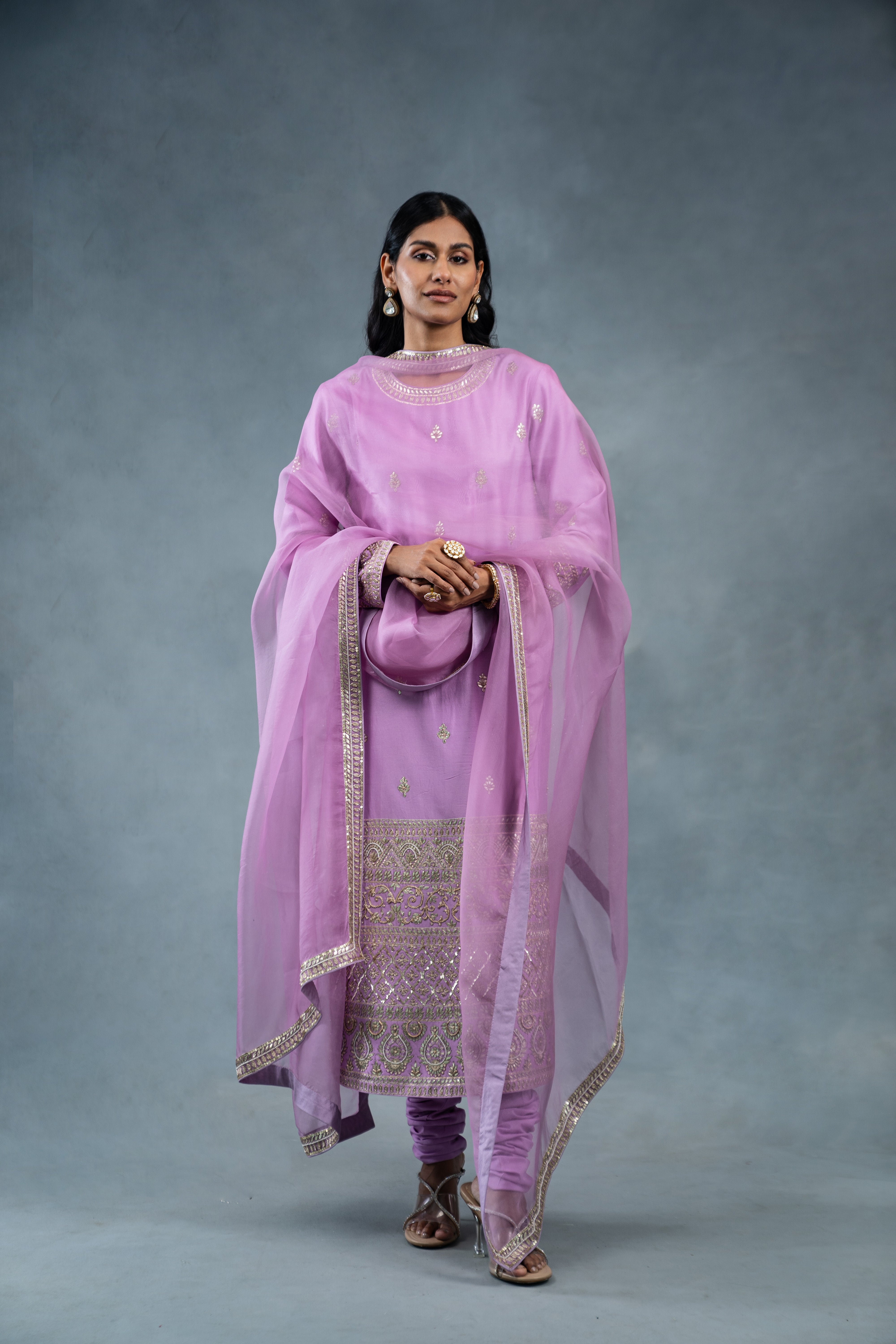 Gota Lilac Kurta