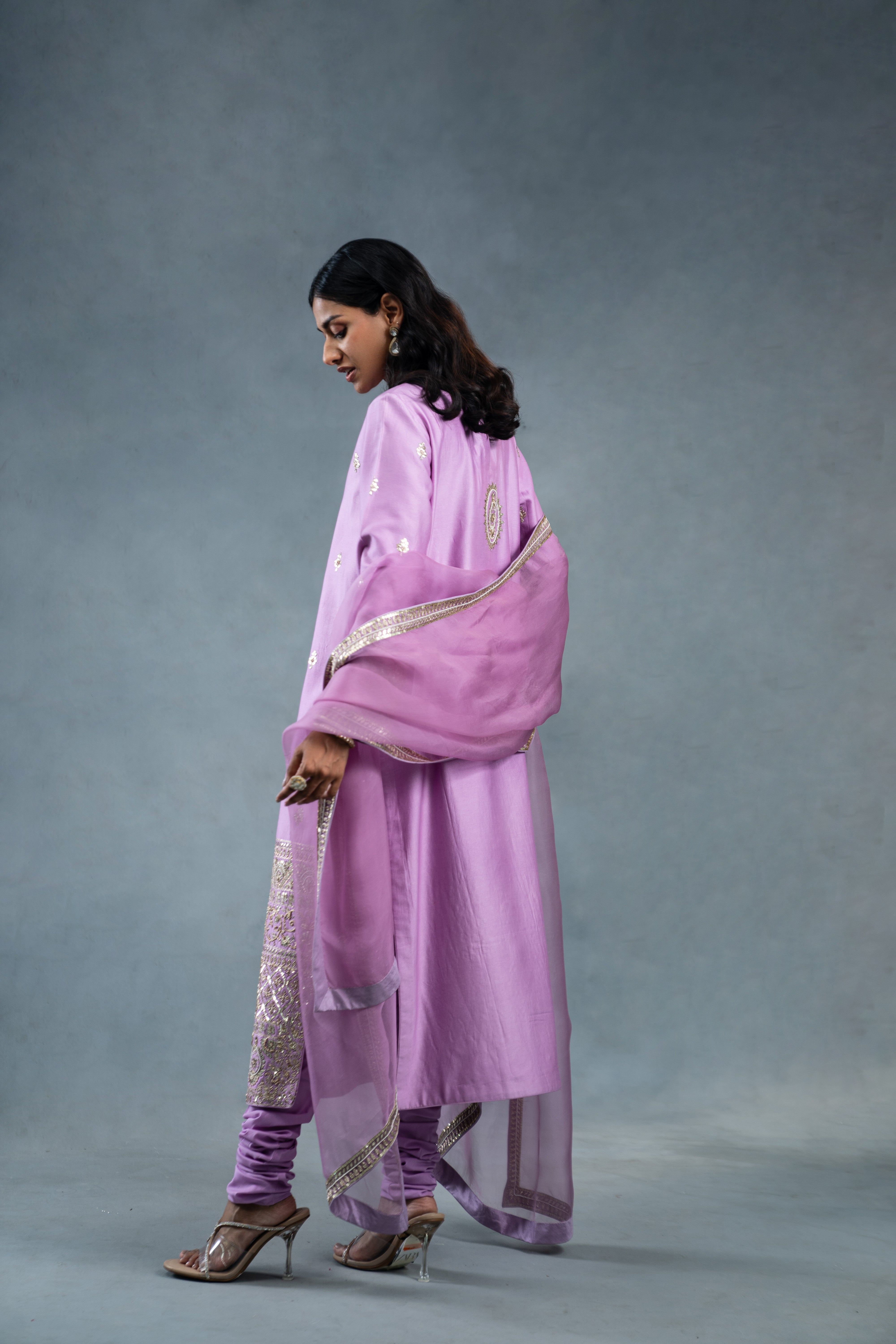 Gota Lilac Kurta