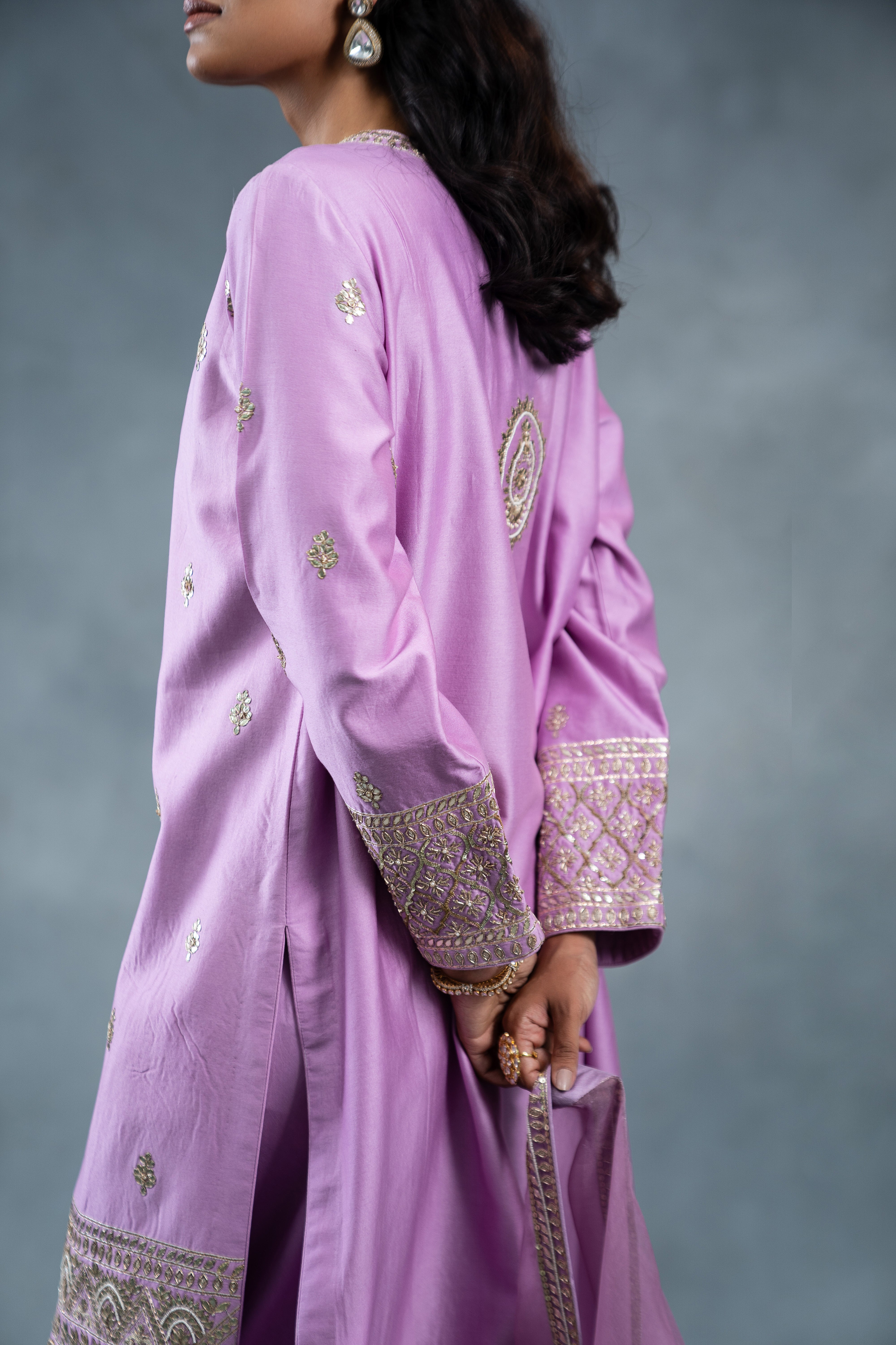 Gota Lilac Kurta