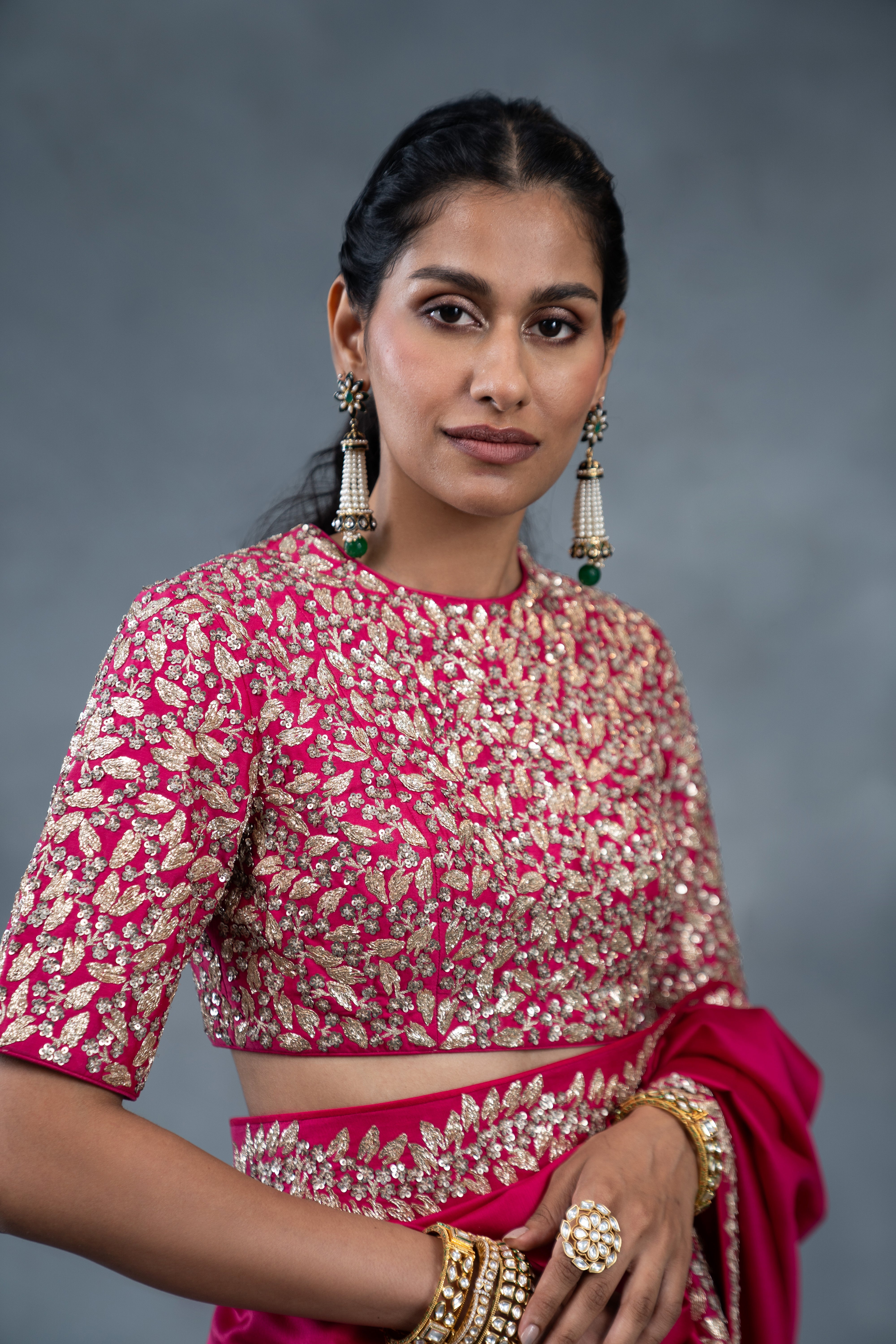 Gulabo Pink Saree Blouse