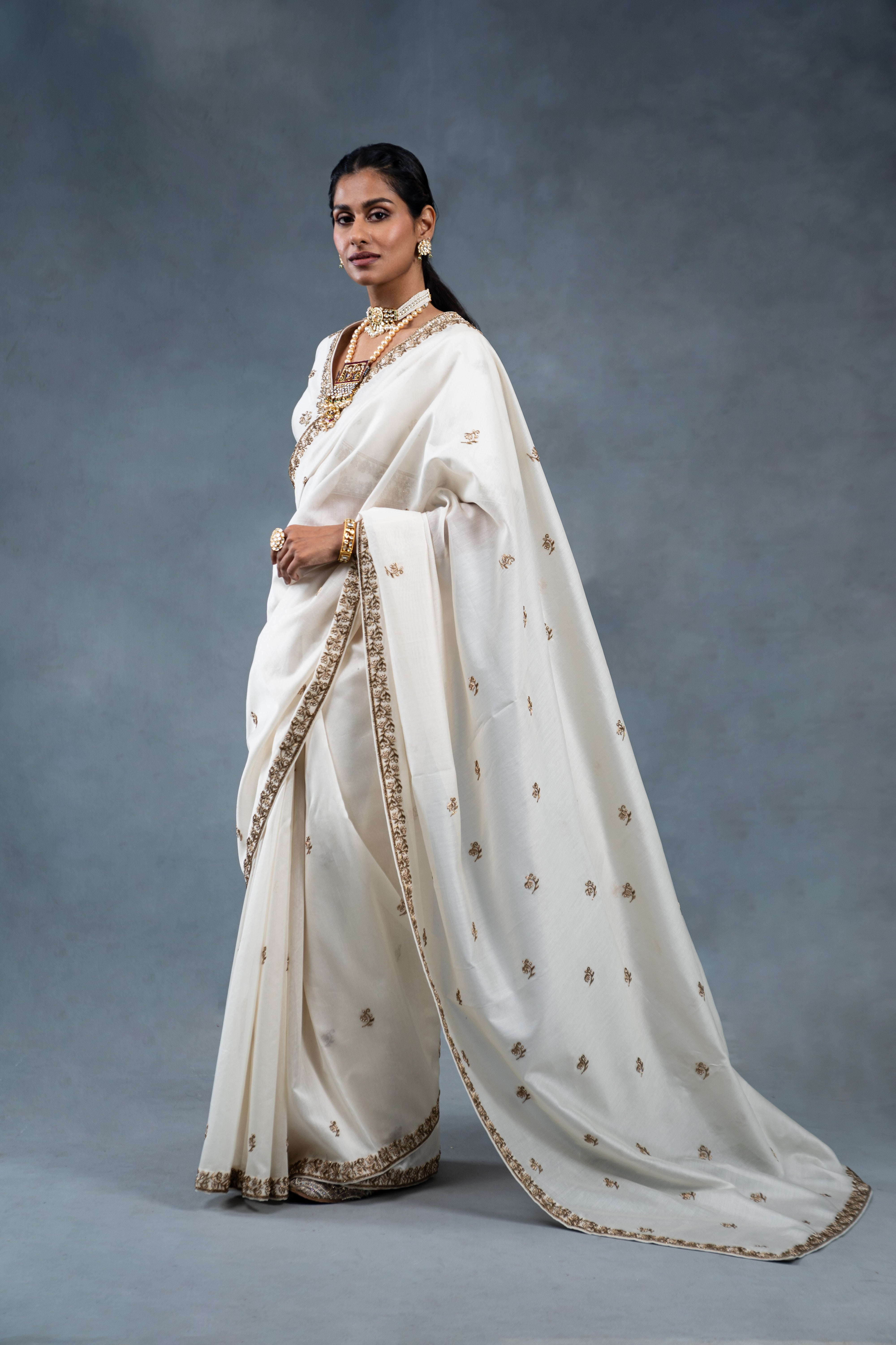 Noori Ivory Wedding Saree