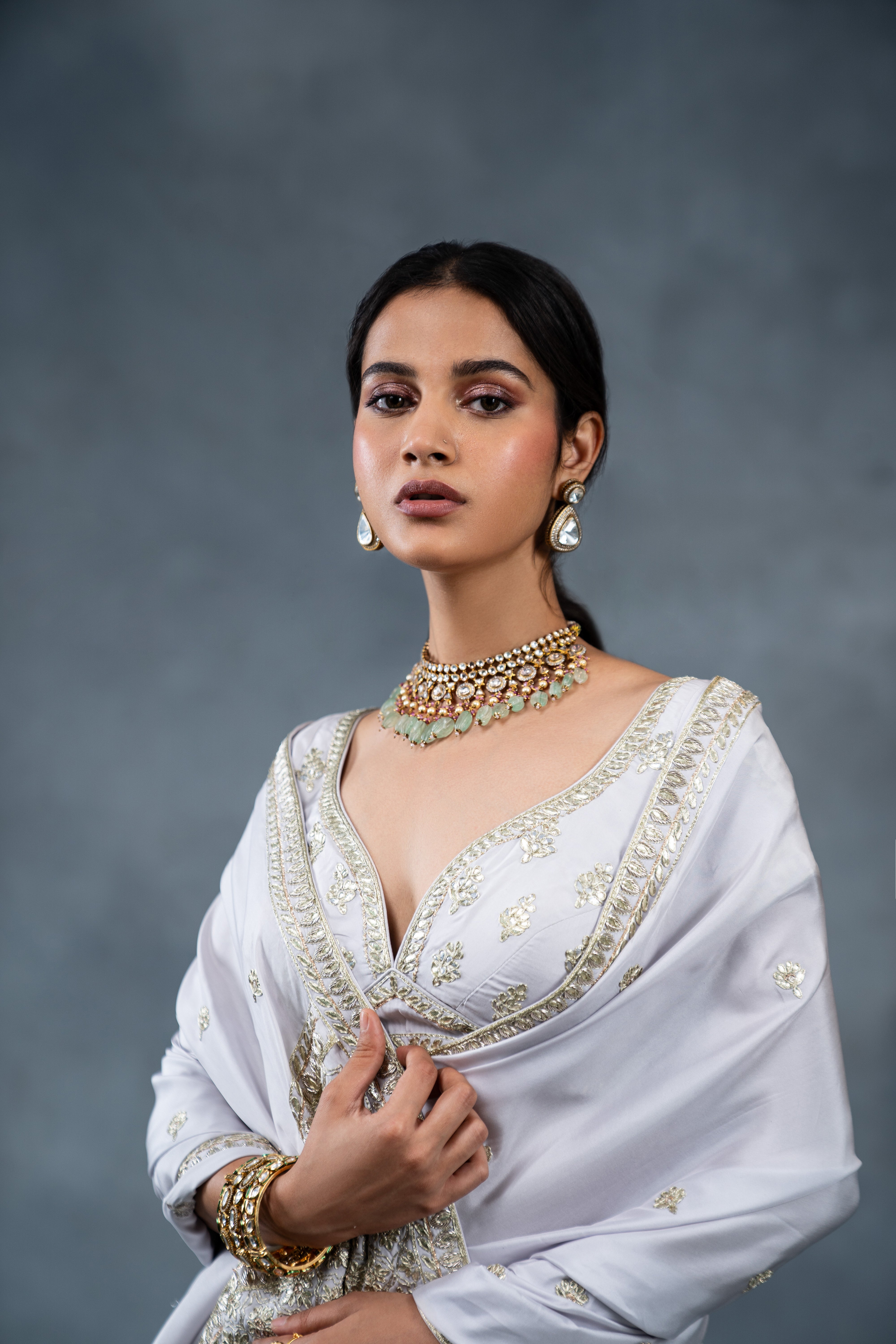 Shaleen Grey Saree Blouse