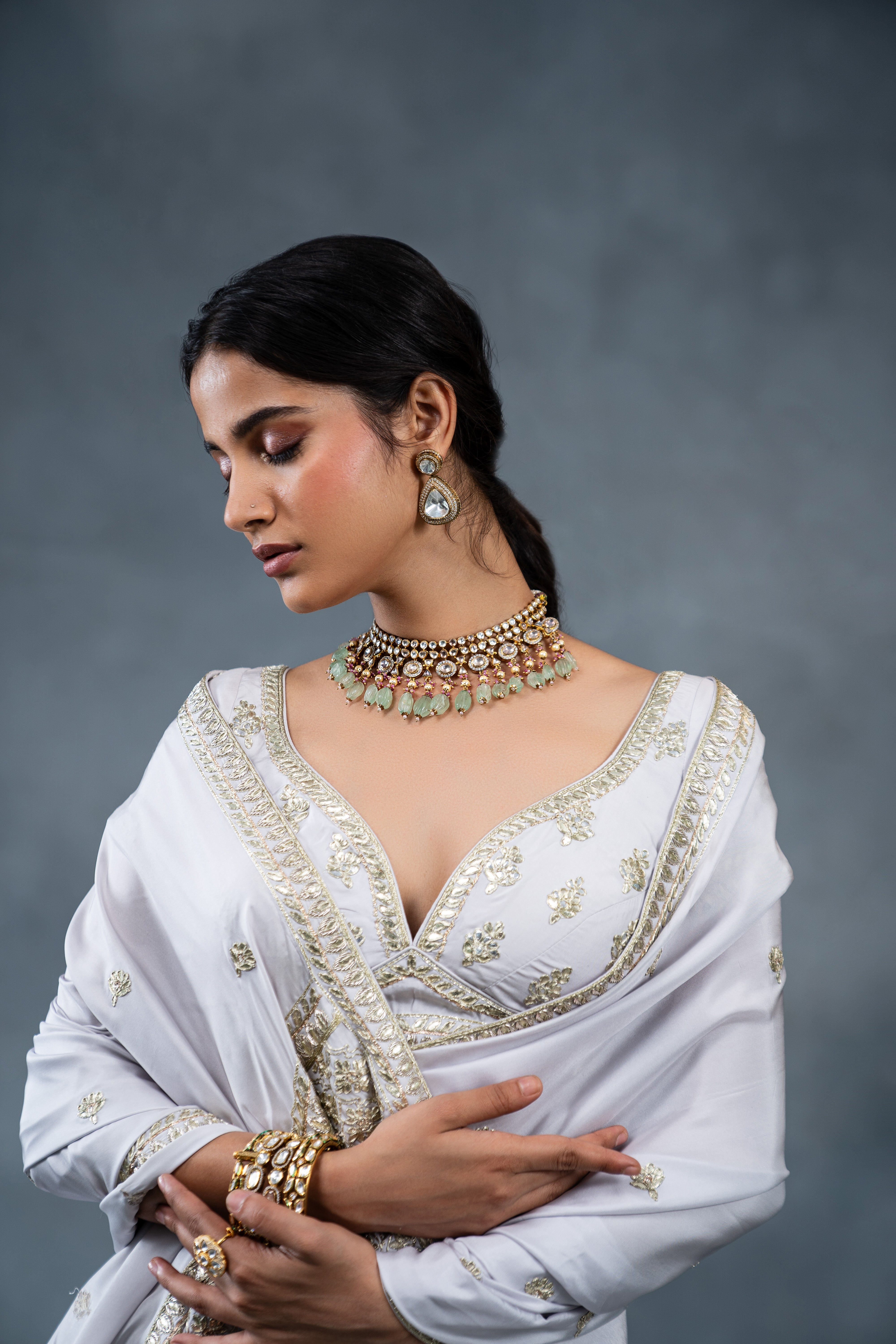 Shaleen Grey Wedding Saree
