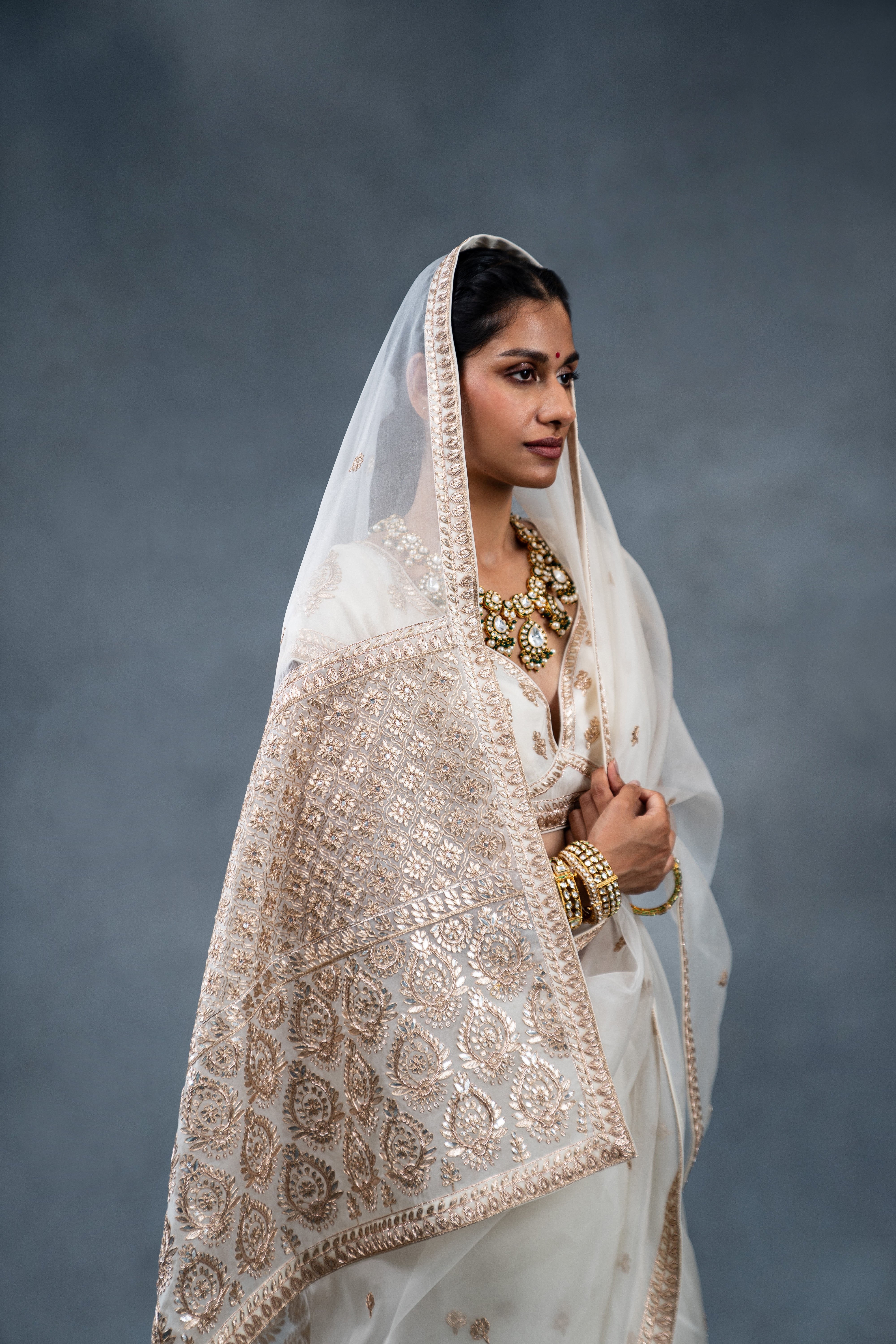 Shaleen Ivory Wedding Saree