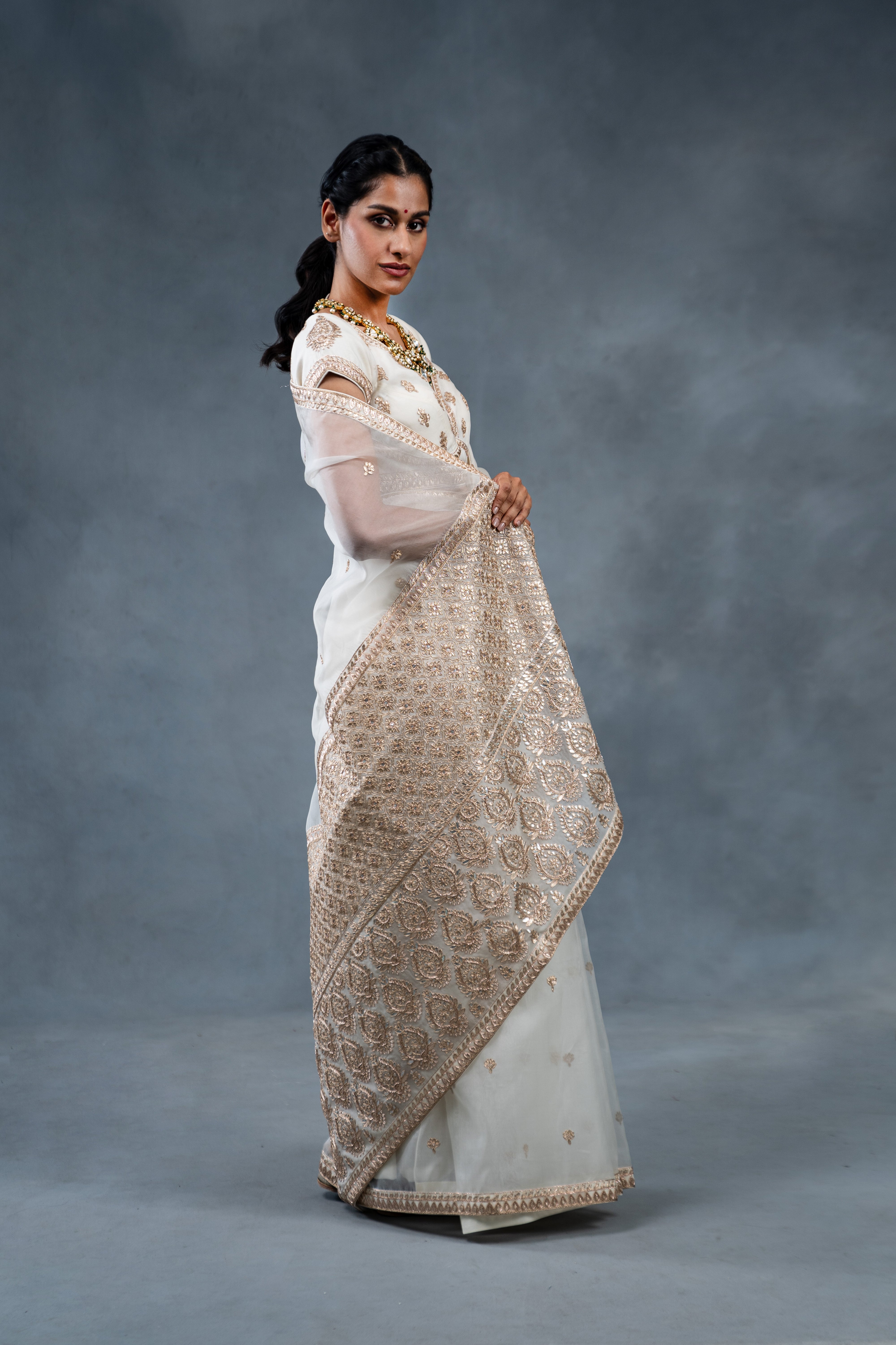 Shaleen Ivory Wedding Saree