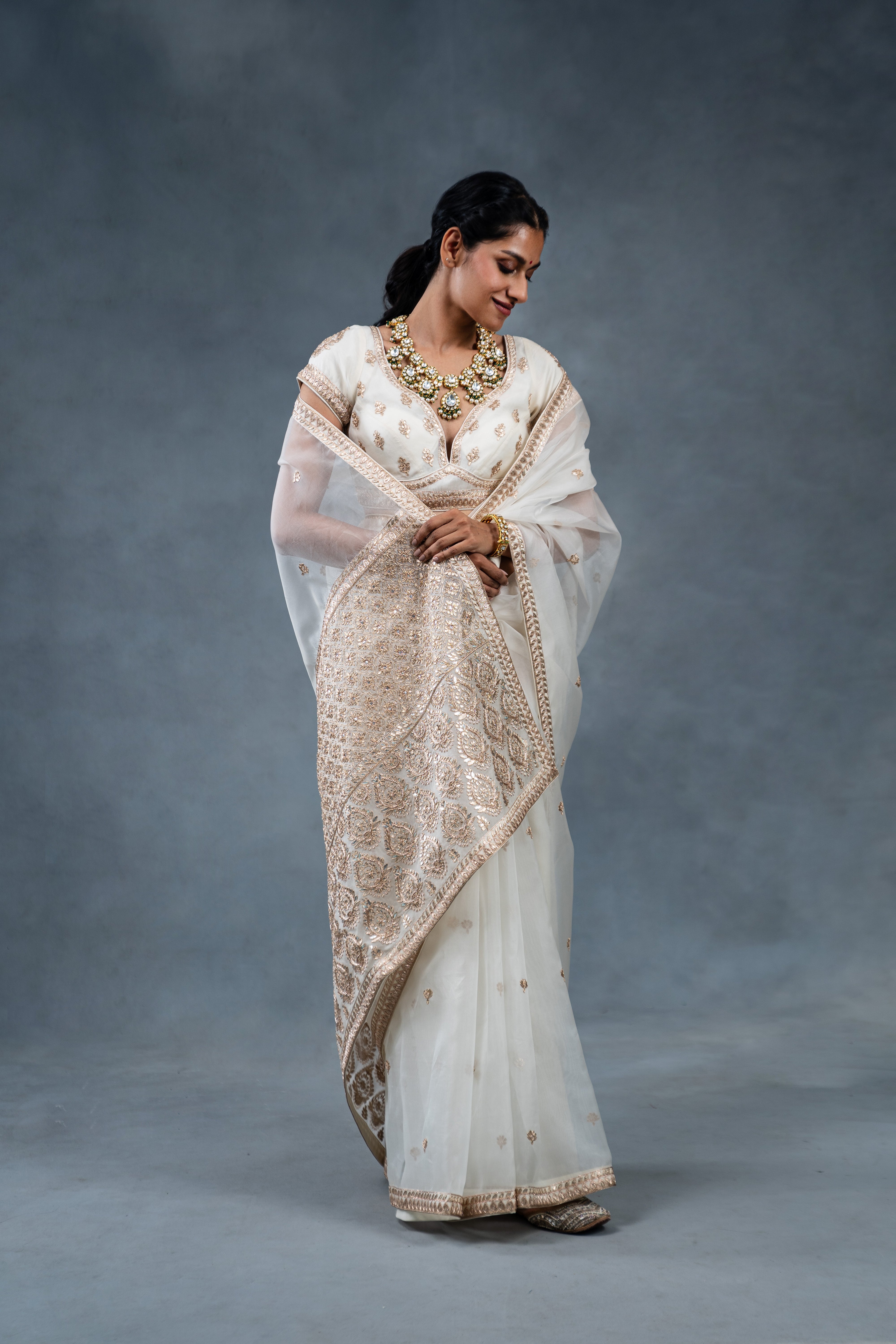 Shaleen Ivory Saree Blouse