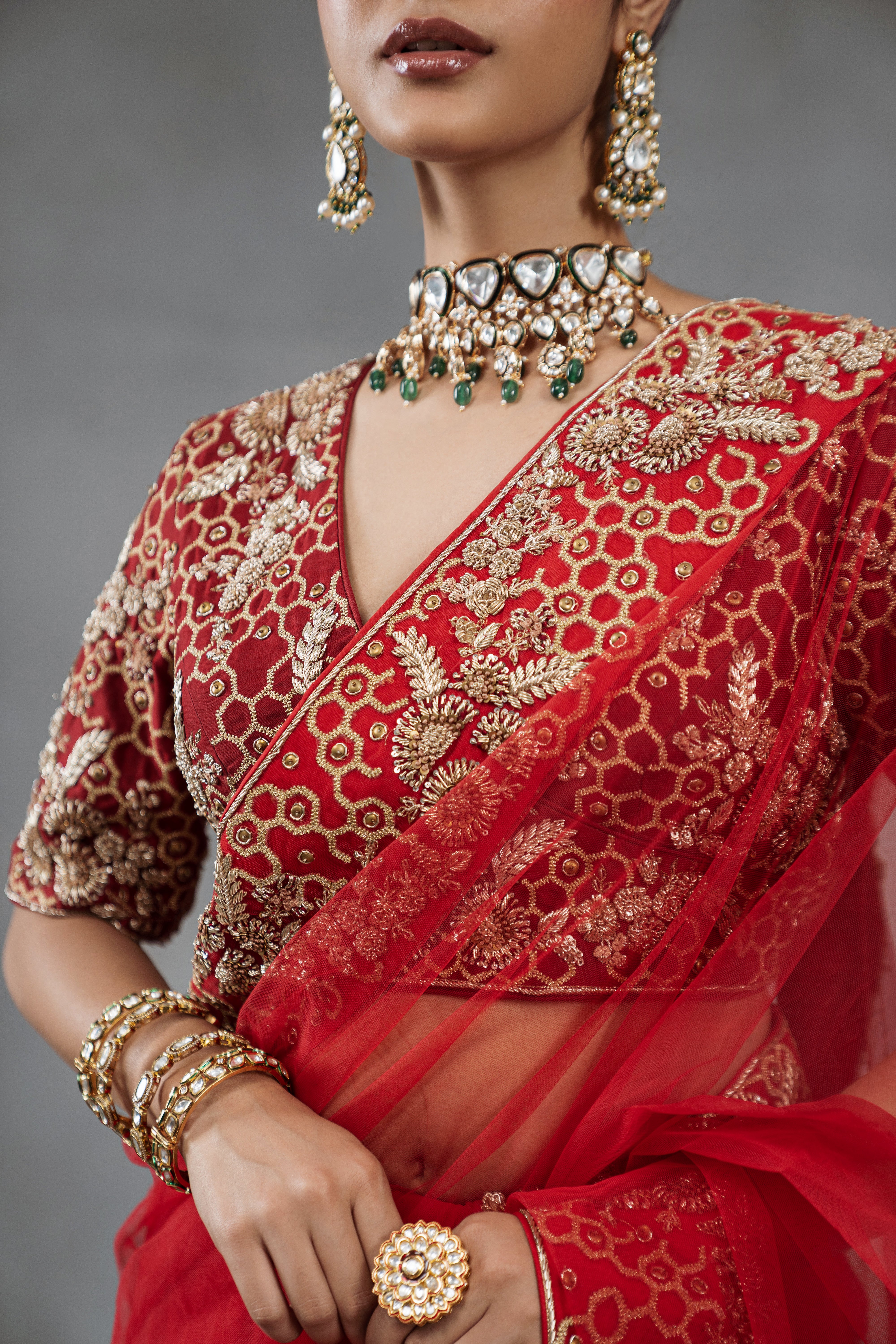 Sirat Red Saree Blouse