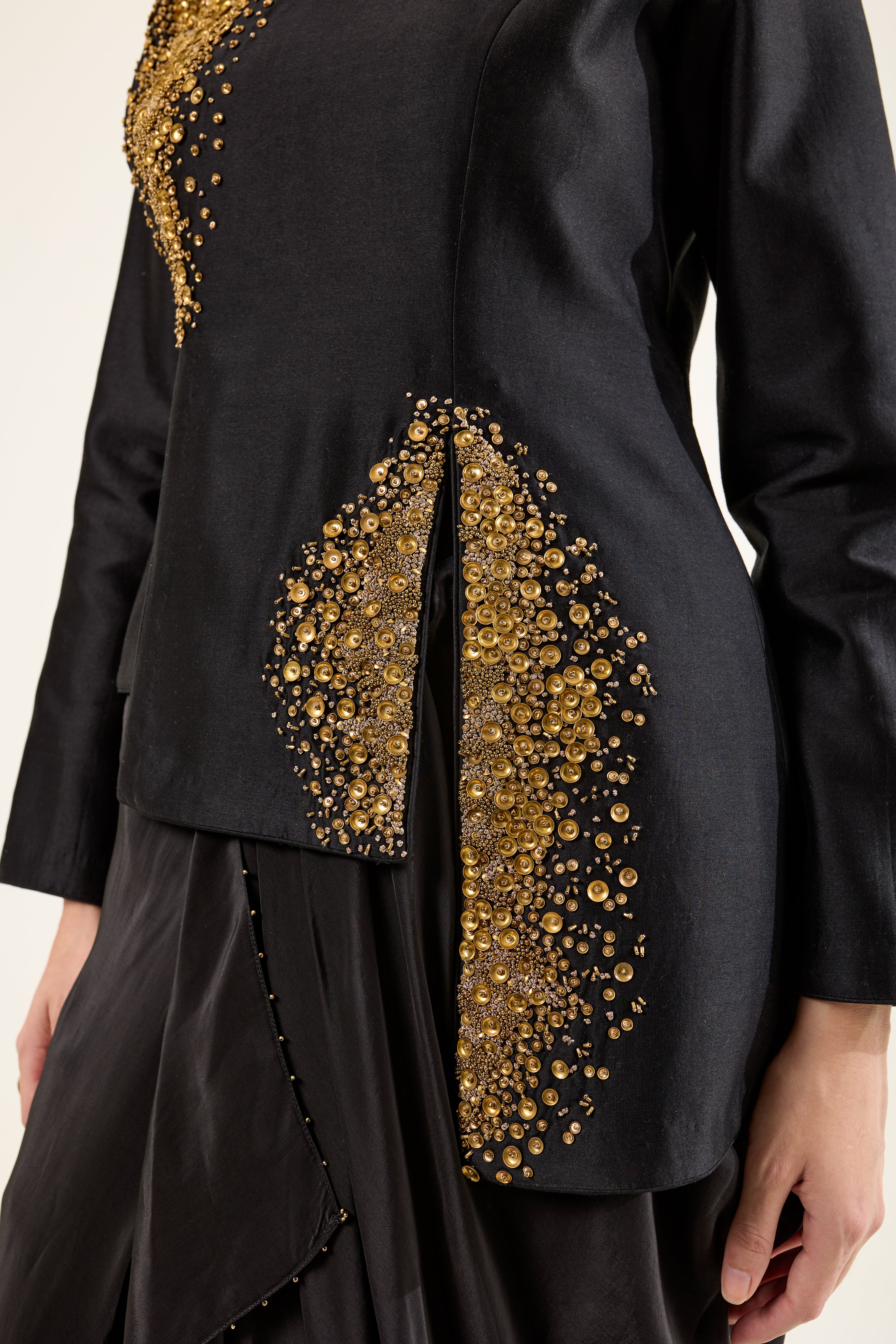 Gold Black Jacket with Drape