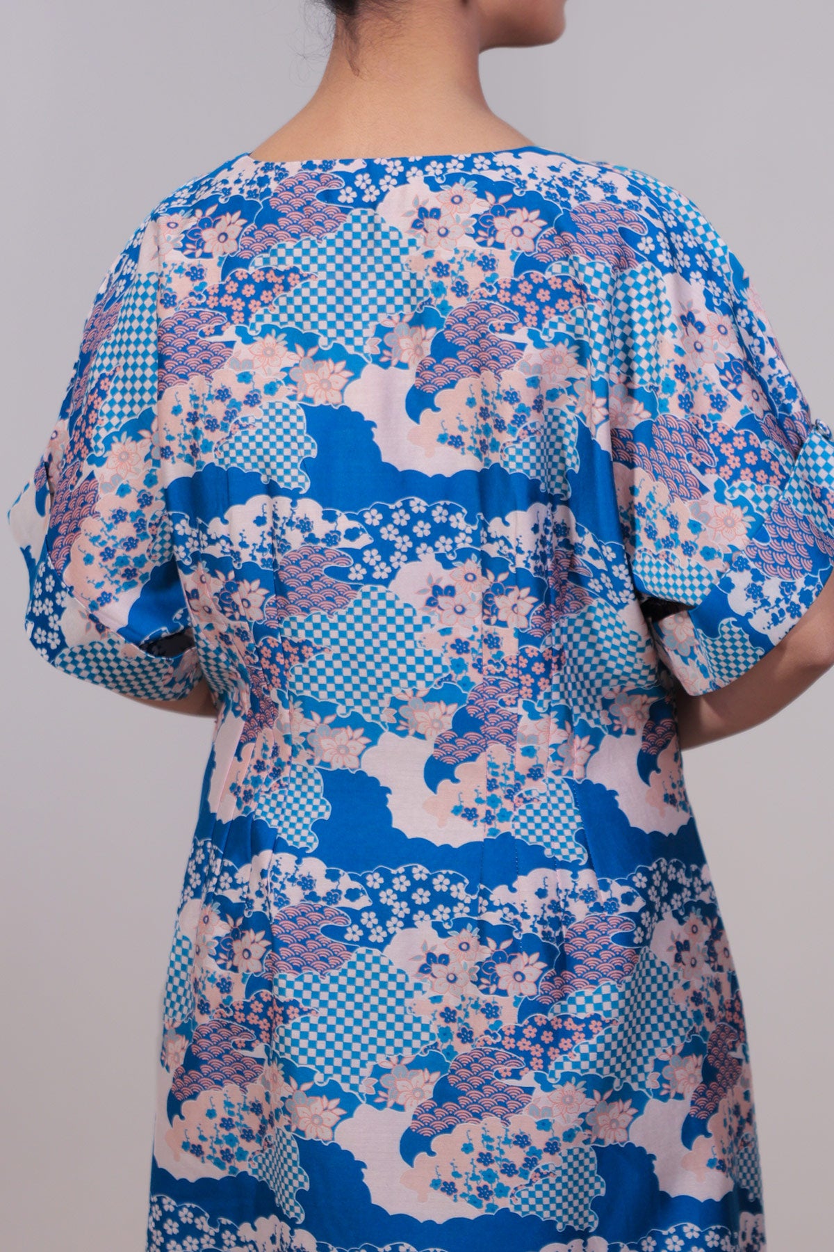 Scallop Floral Blue Printed Dress